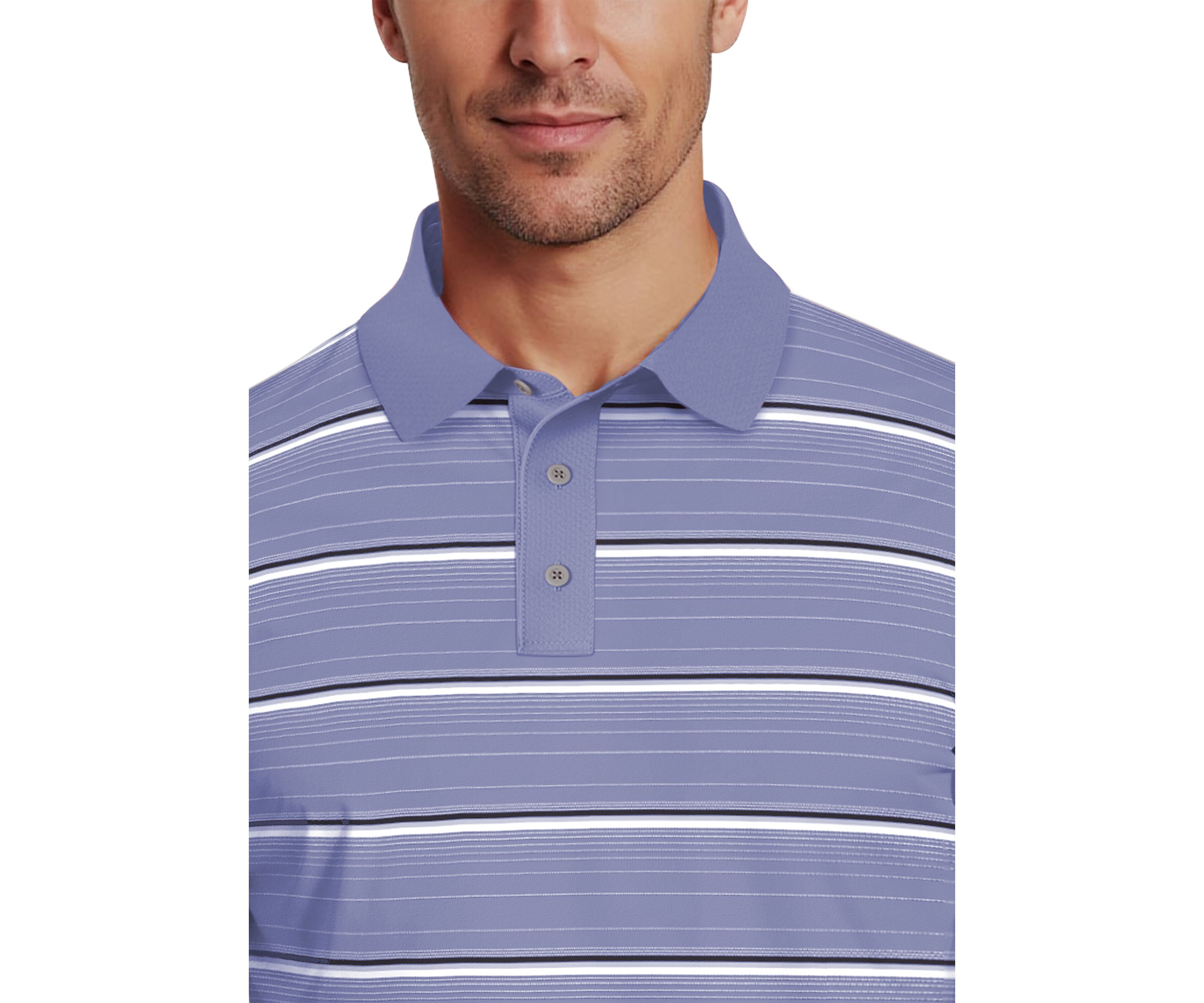 All Over Micro Geo Stripe Print Short Sleeve Golf Polo