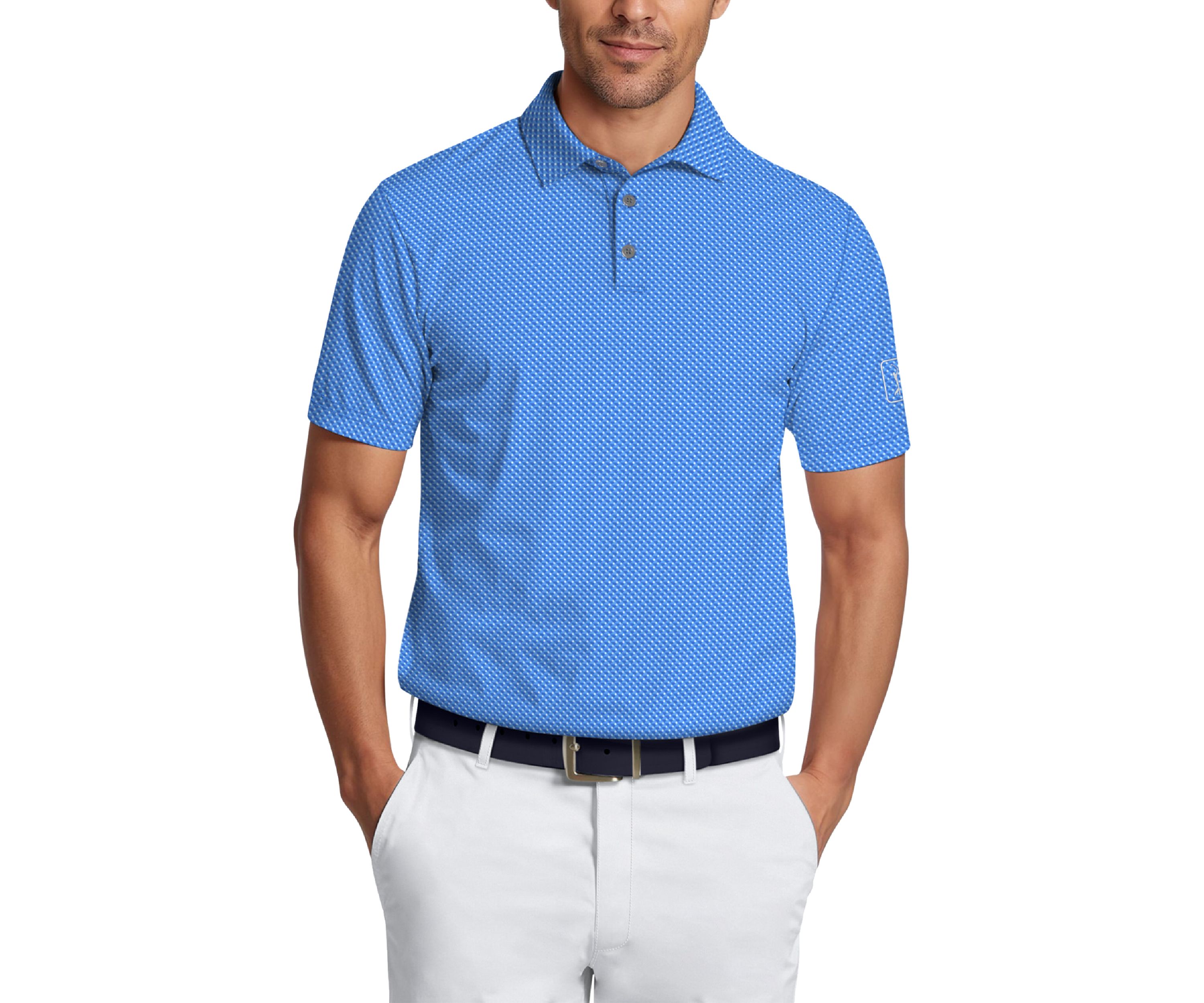 Micro Geo Print Short Sleeve Golf Polo Shirt 
