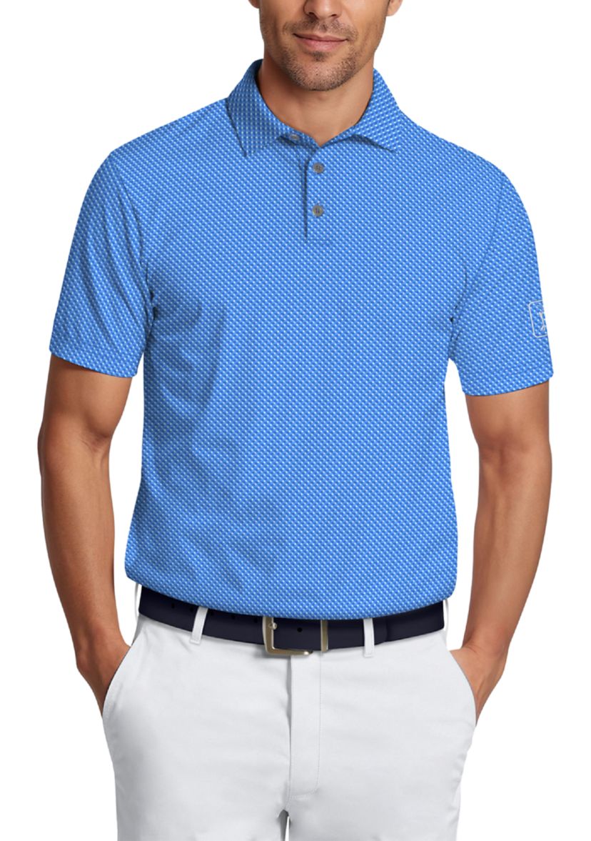 Micro Geo Print Short Sleeve Golf Polo Shirt 
