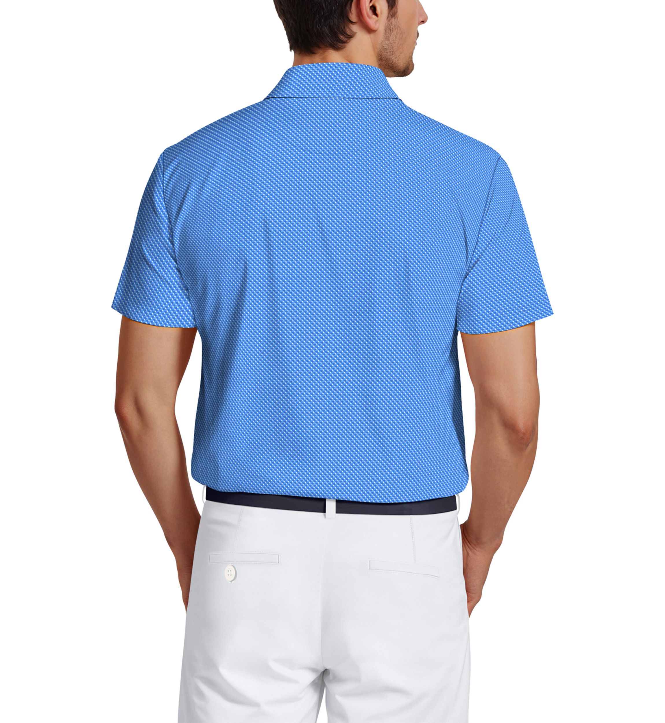 Micro Geo Print Short Sleeve Golf Polo Shirt 