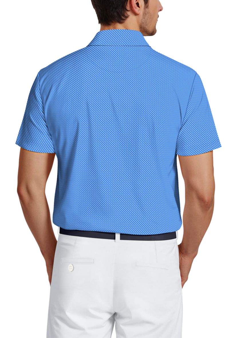 Micro Geo Print Short Sleeve Golf Polo Shirt 