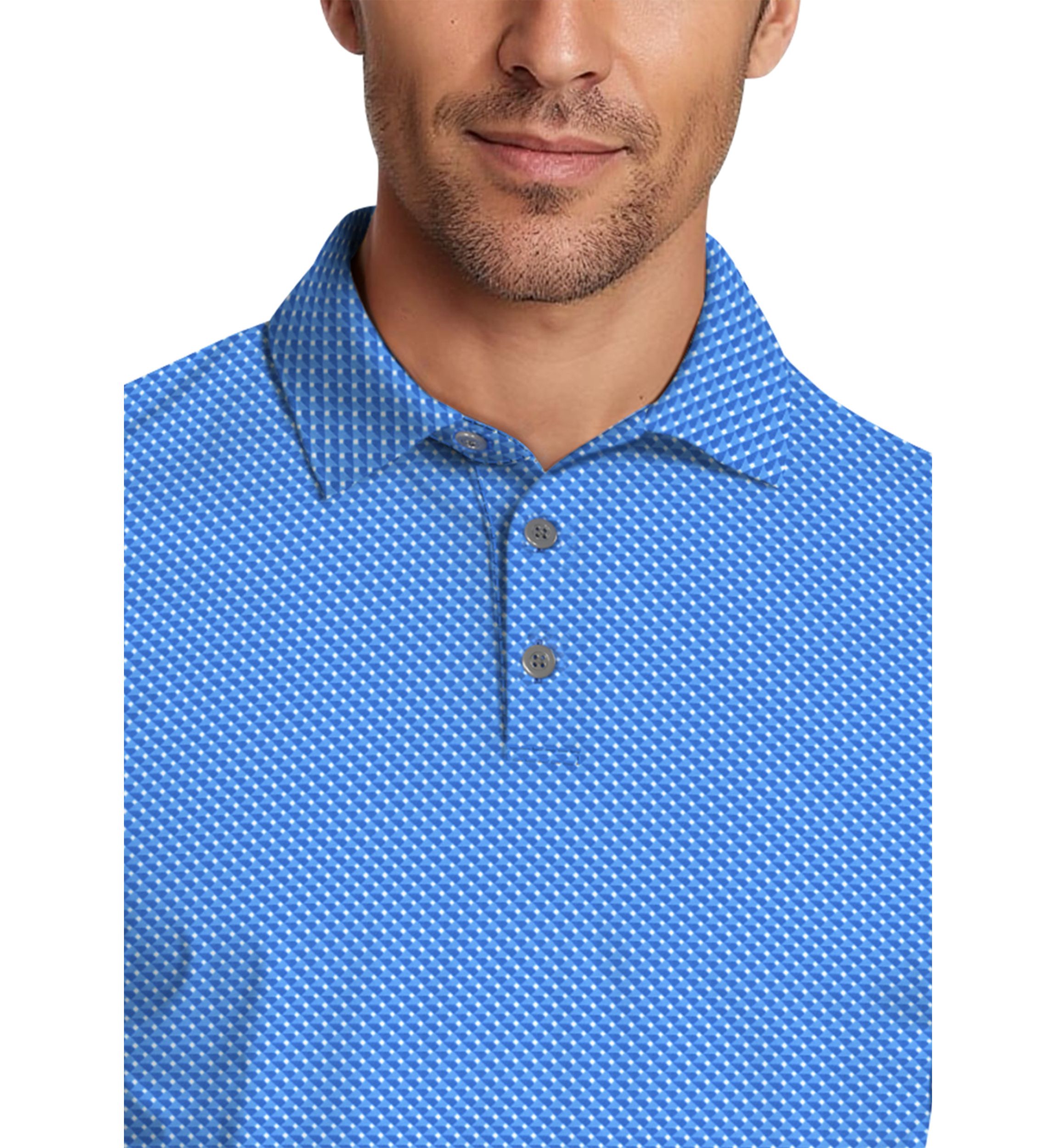 Micro Geo Print Short Sleeve Golf Polo Shirt 