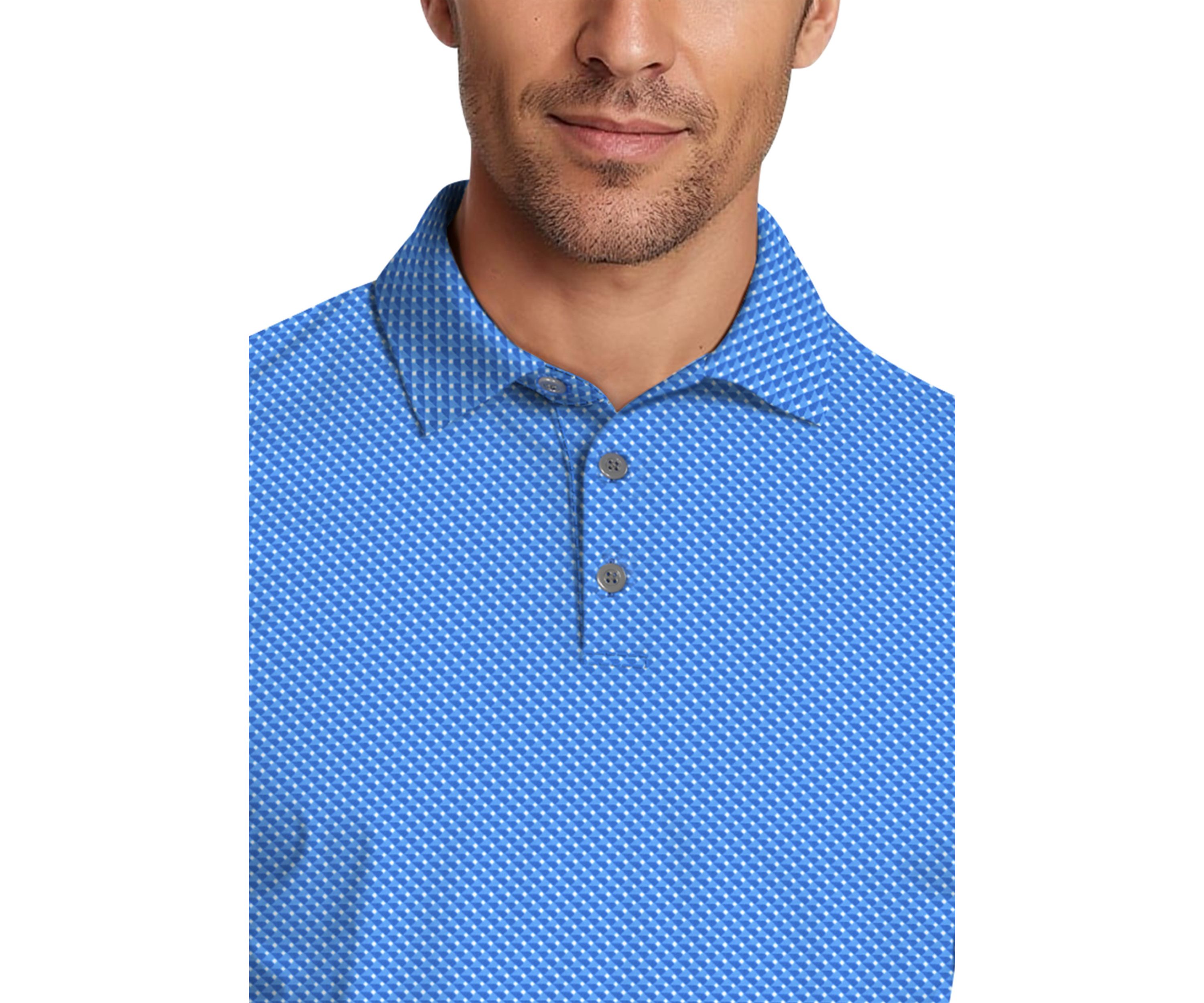 Micro Geo Print Short Sleeve Golf Polo Shirt 