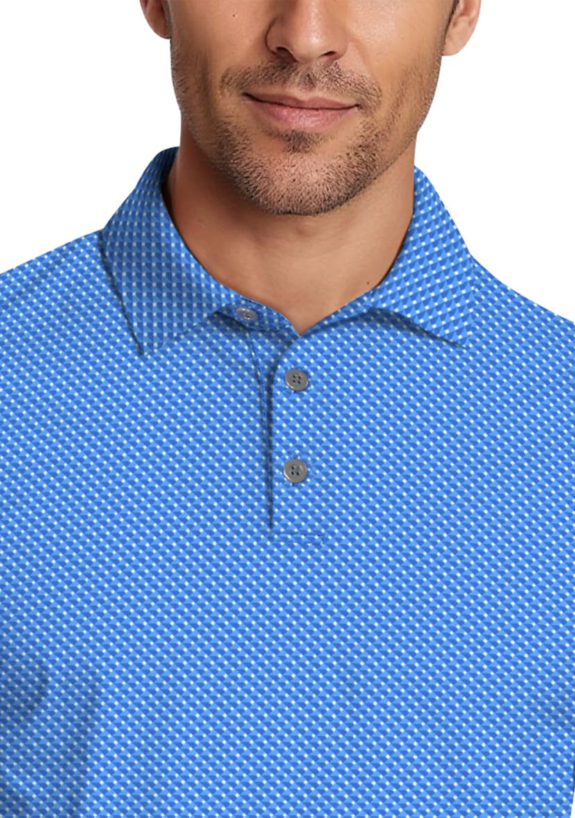 Micro Geo Print Short Sleeve Golf Polo Shirt 