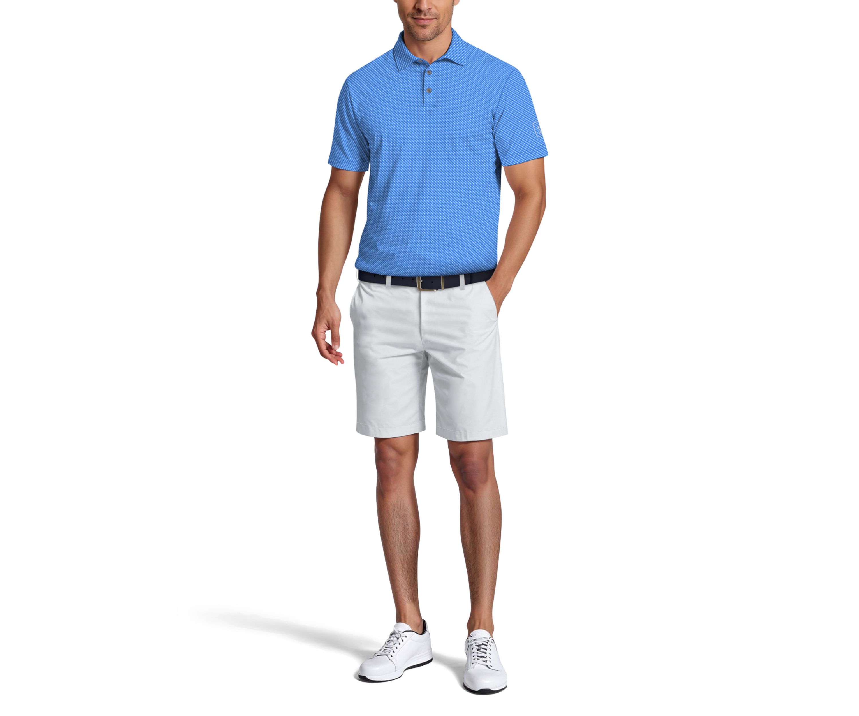 Micro Geo Print Short Sleeve Golf Polo Shirt 