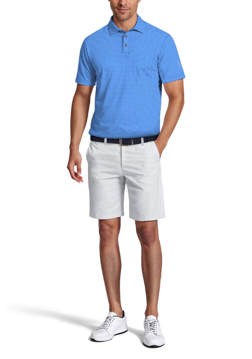 Micro Geo Print Short Sleeve Golf Polo Shirt 