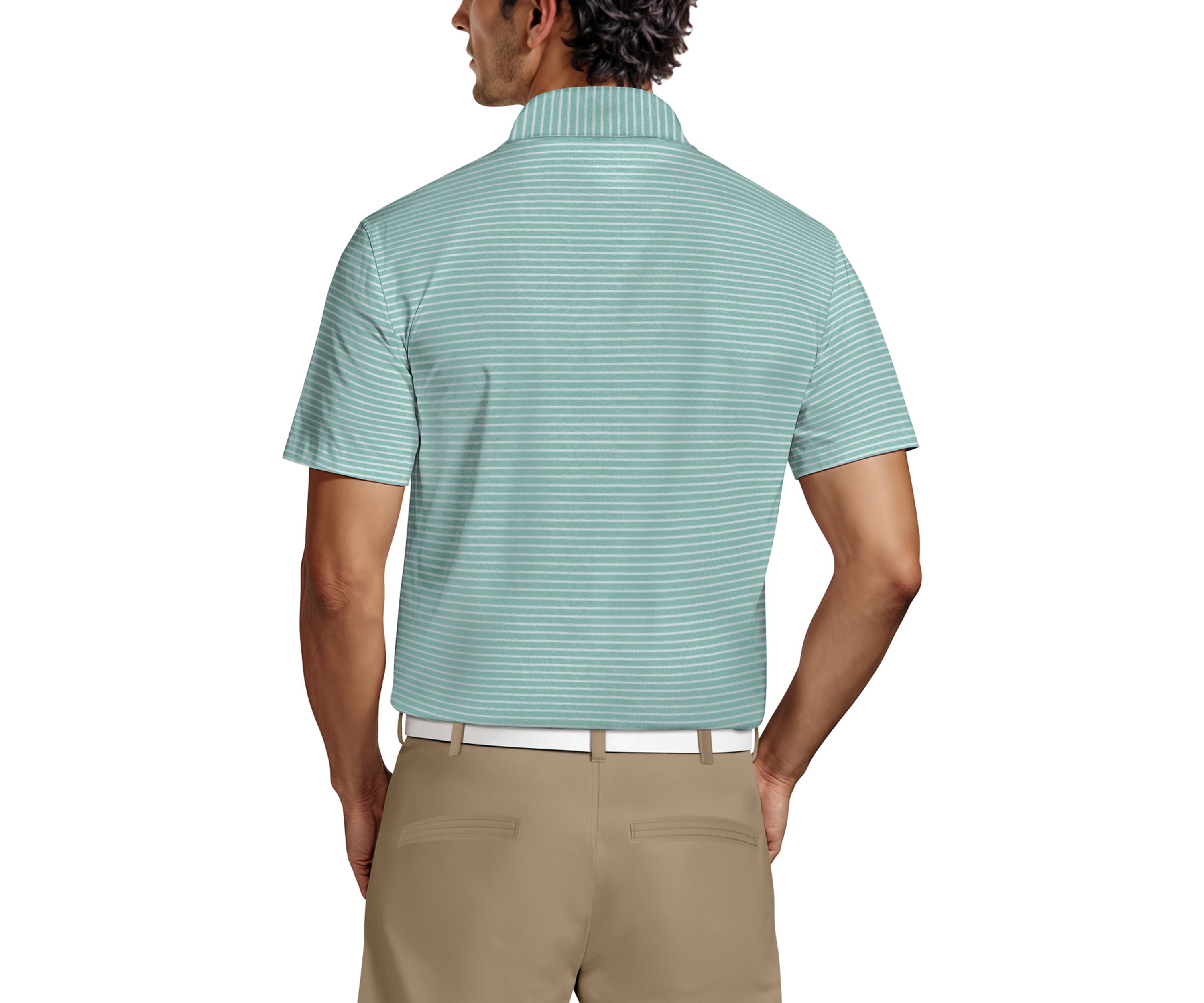 Heather Feeder Stripe Short Sleeve Golf Polo Shirt
