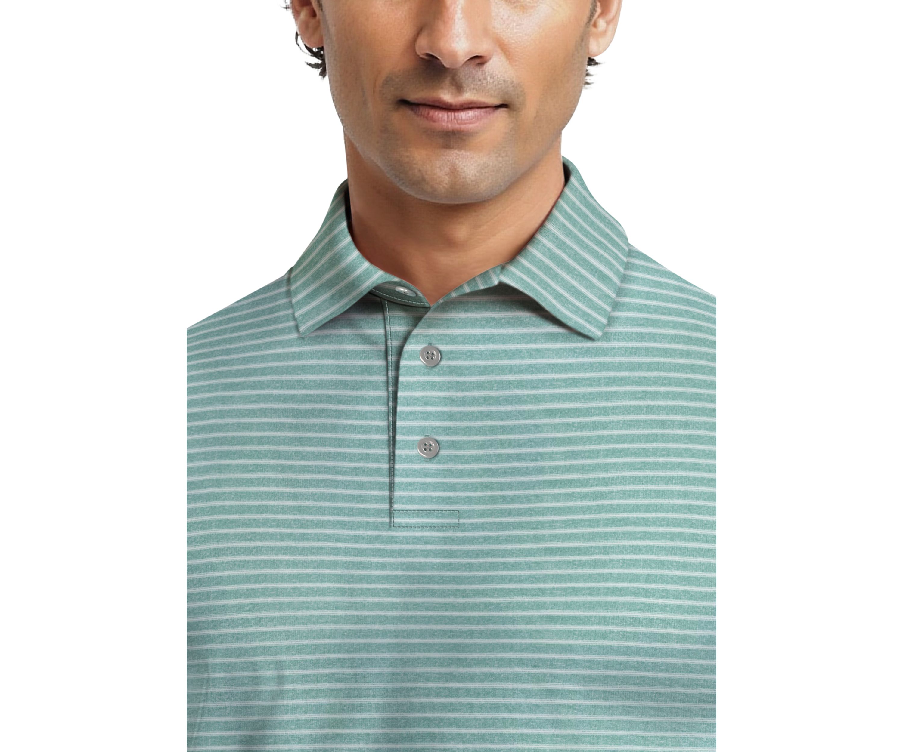 Heather Feeder Stripe Short Sleeve Golf Polo Shirt