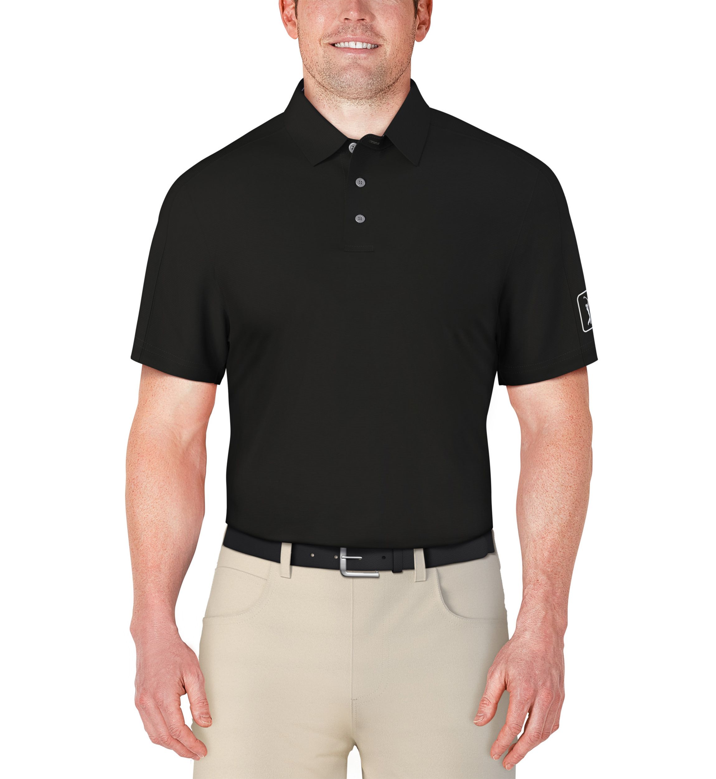 Mens Solid Cooling Texture Golf Polo Shirt