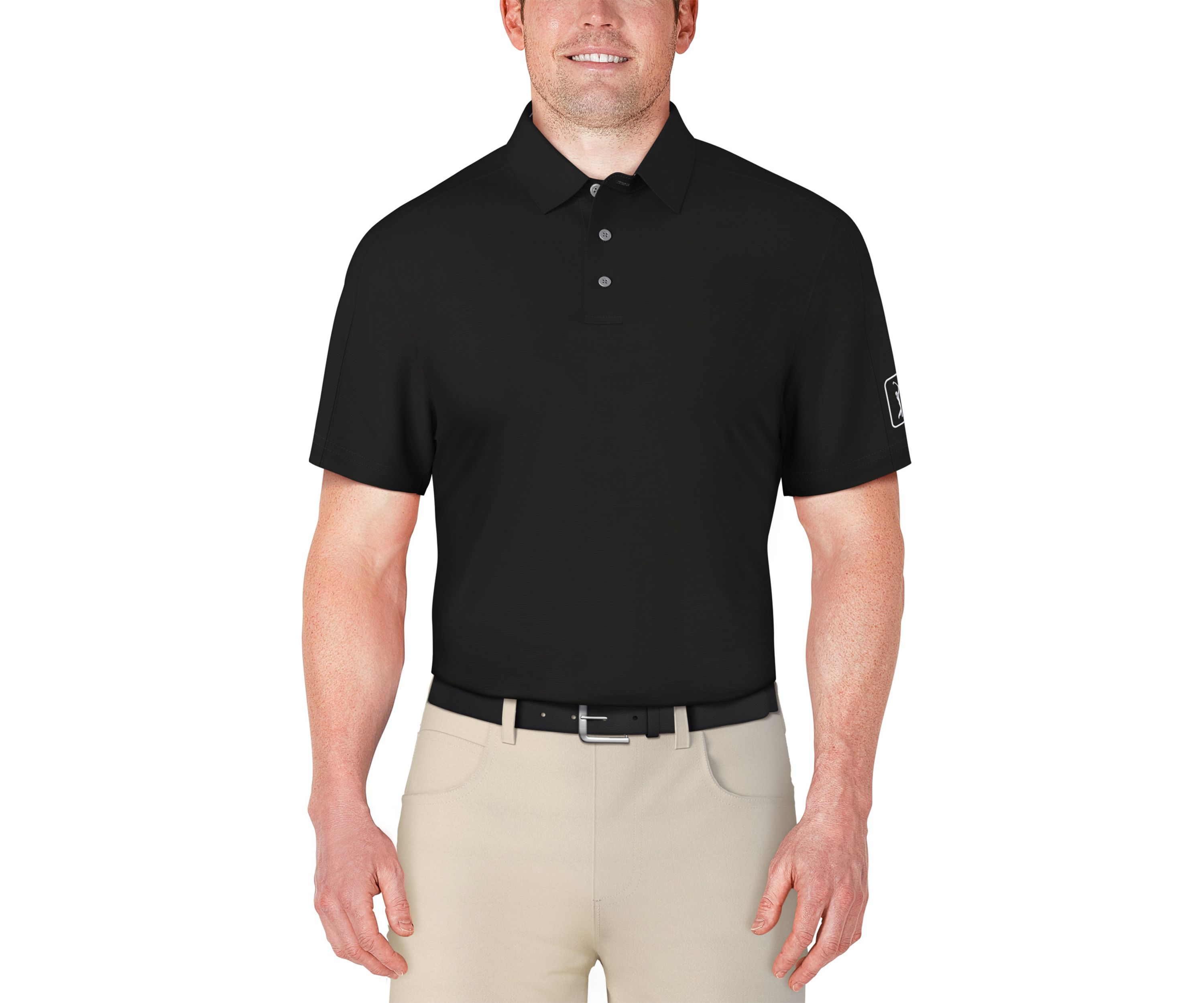 Mens Solid Cooling Texture Golf Polo Shirt