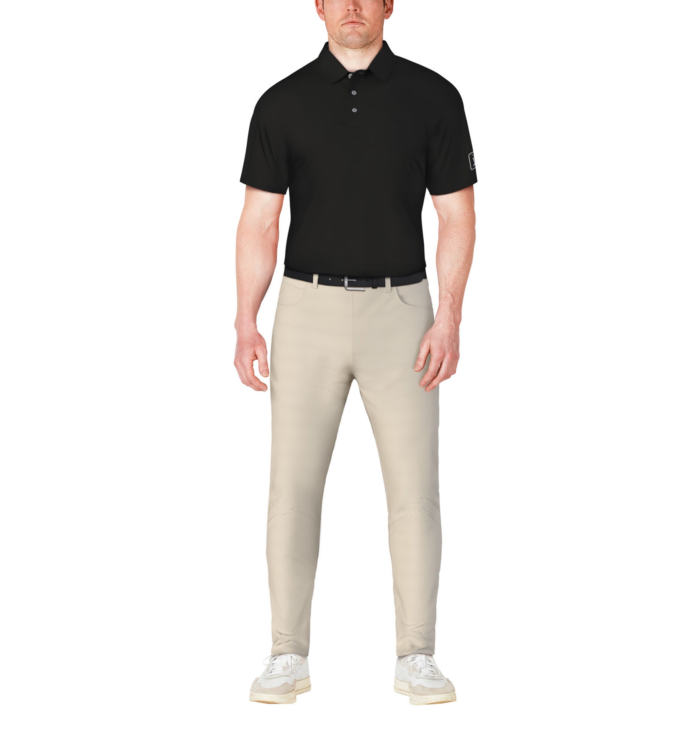 Mens Solid Cooling Texture Golf Polo Shirt