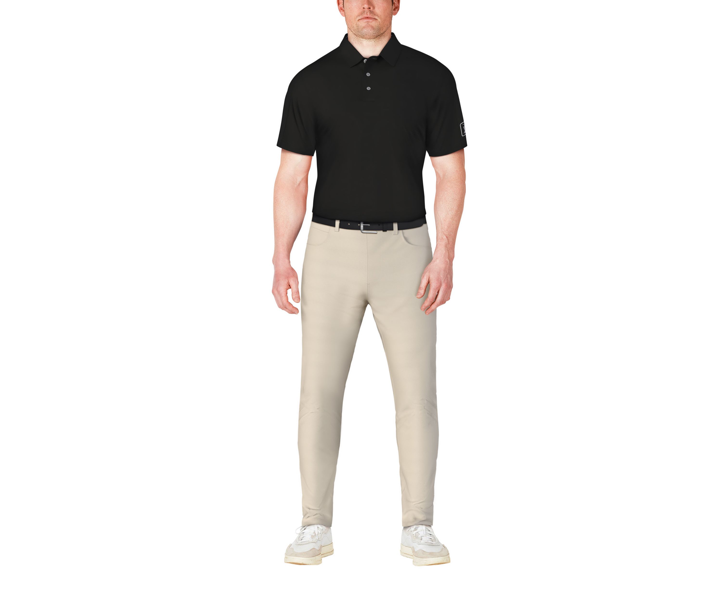 Mens Solid Cooling Texture Golf Polo Shirt