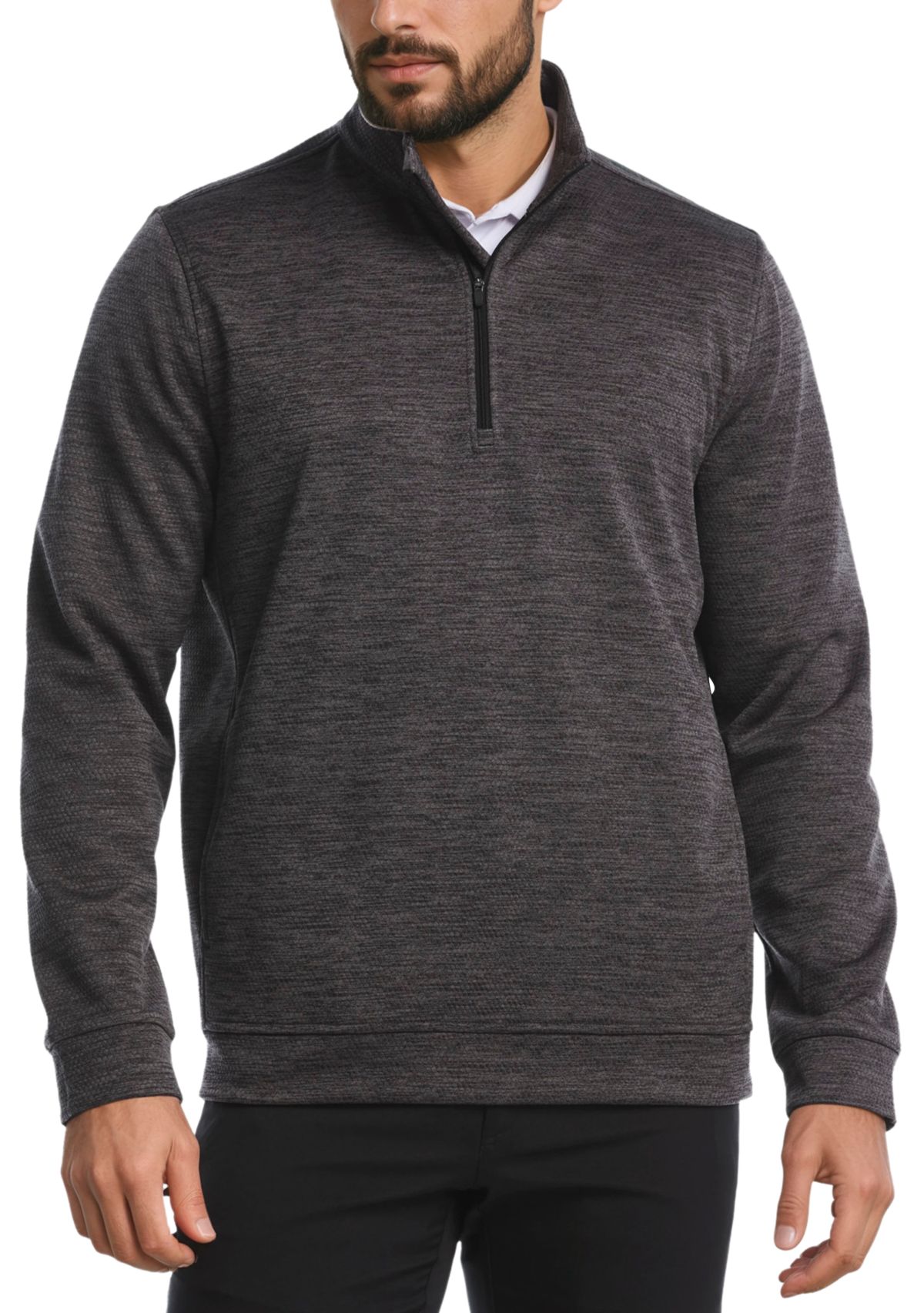 Mens Mini Argyle Quilted Knit 1/4 Zip Long Sleeve Golf Base Layer Pullover