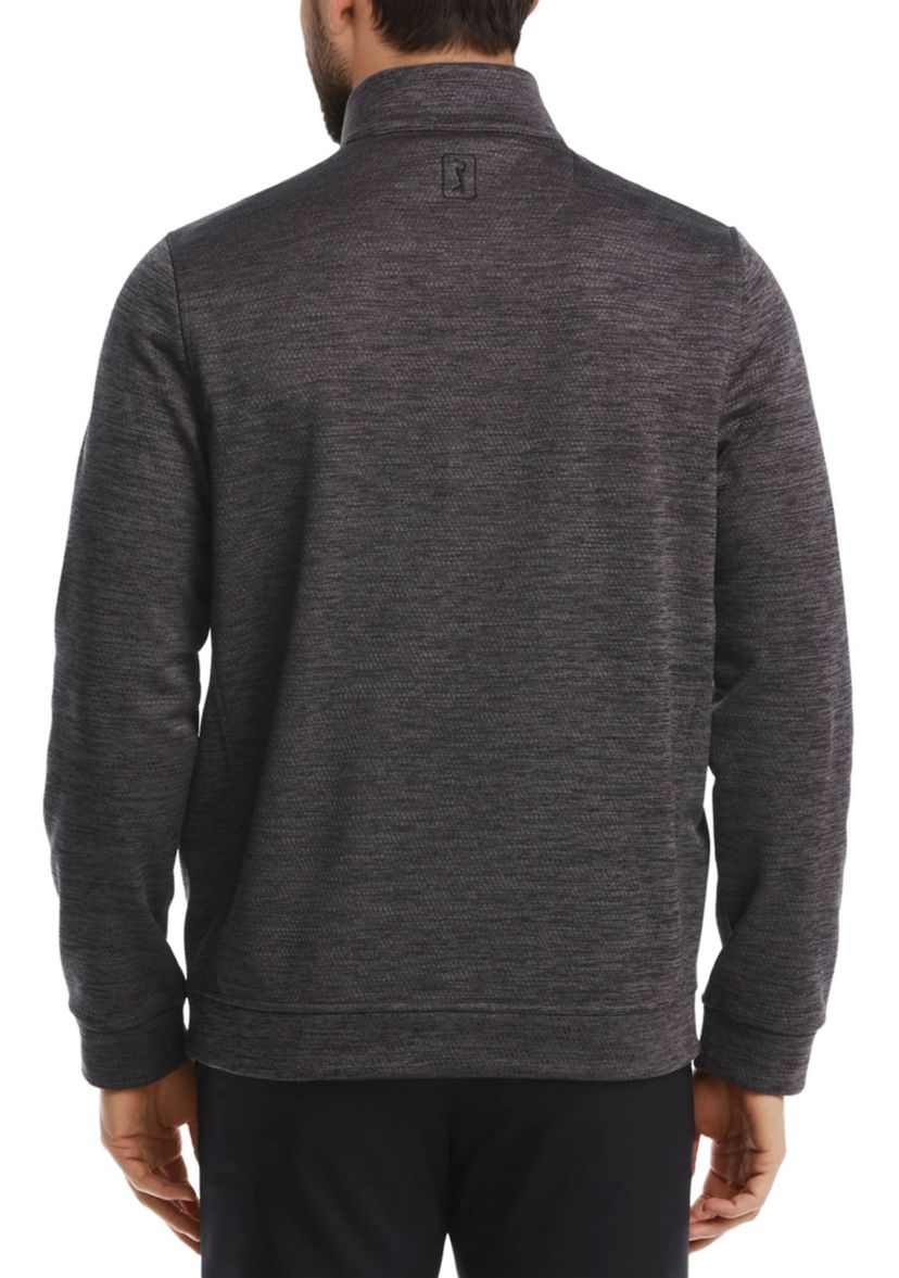 Mens Mini Argyle Quilted Knit 1/4 Zip Long Sleeve Golf Base Layer Pullover