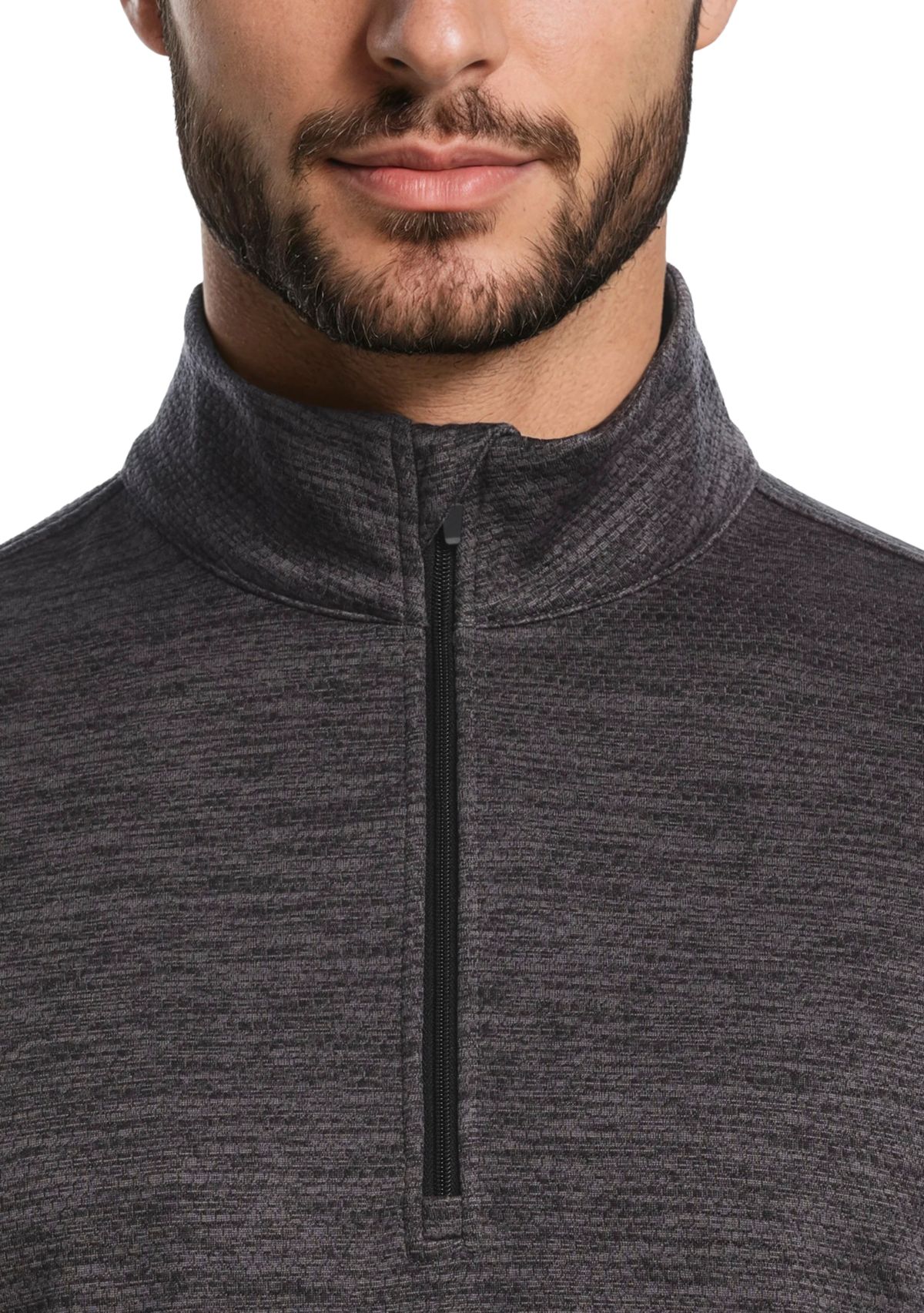 Mens Mini Argyle Quilted Knit 1/4 Zip Long Sleeve Golf Base Layer Pullover