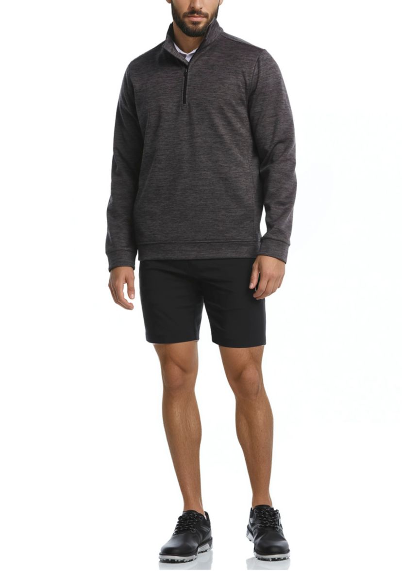 Mens Mini Argyle Quilted Knit 1/4 Zip Long Sleeve Golf Base Layer Pullover