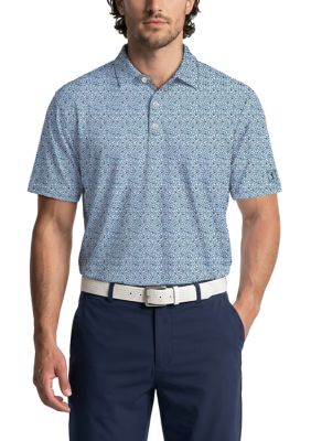 PGA TOUR Men's Short Sleeve Energized Abstract Floral Print Polo Shirt, 2XL