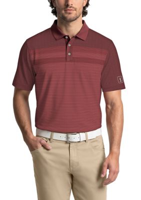 PGA TOUR Men's Short Sleeve Novelty Block Print Polo Shirt