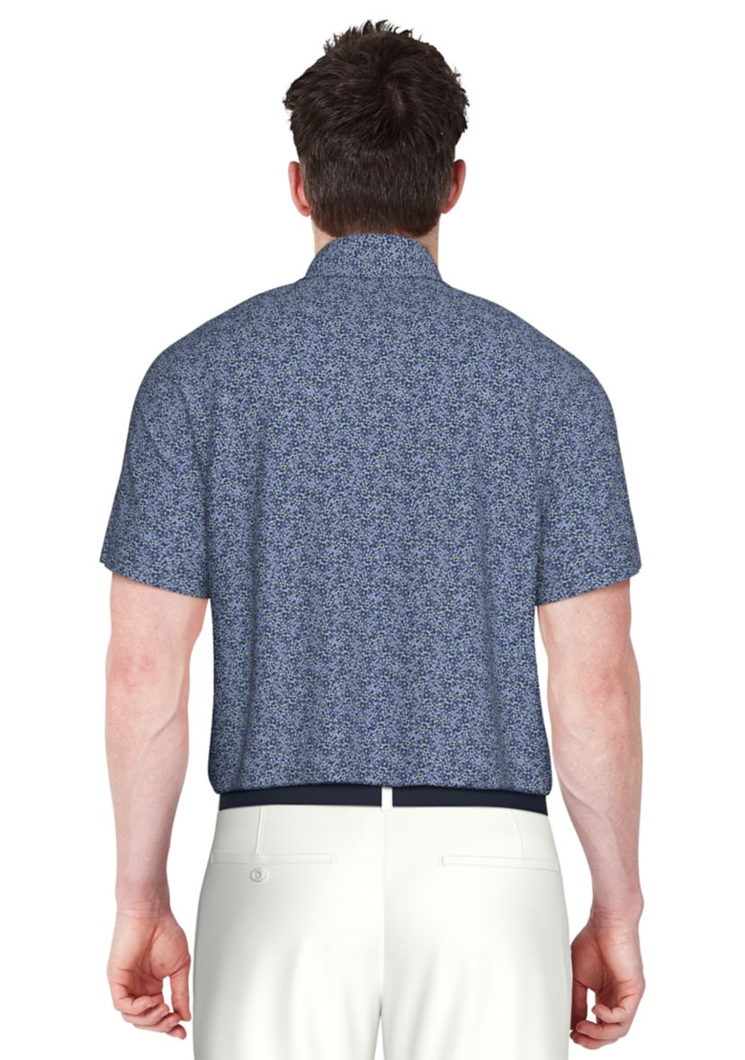 Mens Short Sleeve Stretch Performance Confetti Geometric Print Polo Shirt