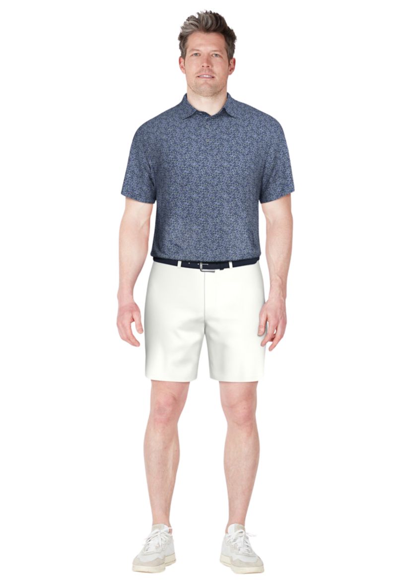 Mens Short Sleeve Stretch Performance Confetti Geometric Print Polo Shirt