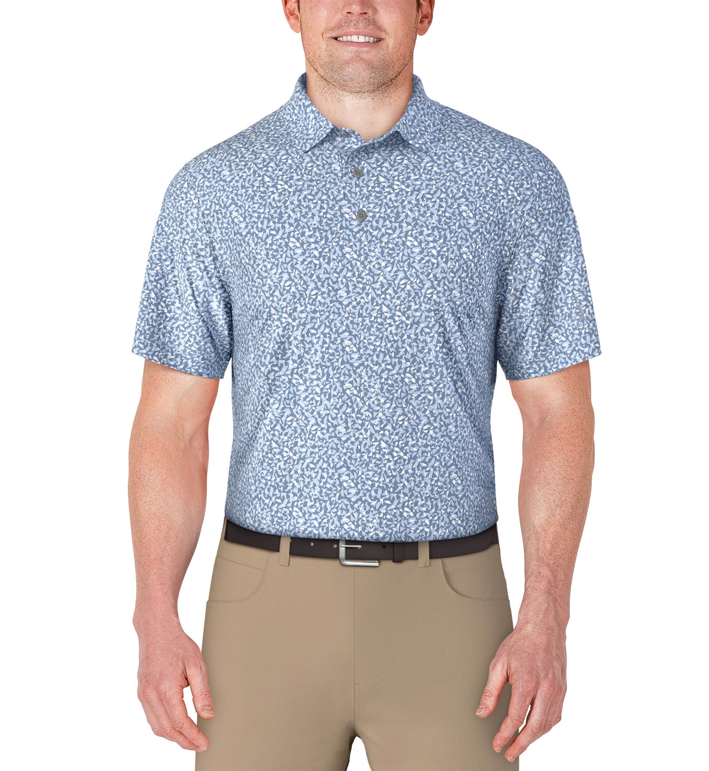 Mens Abstract Golf Flag Print Short Sleeve Golf Polo Shirt