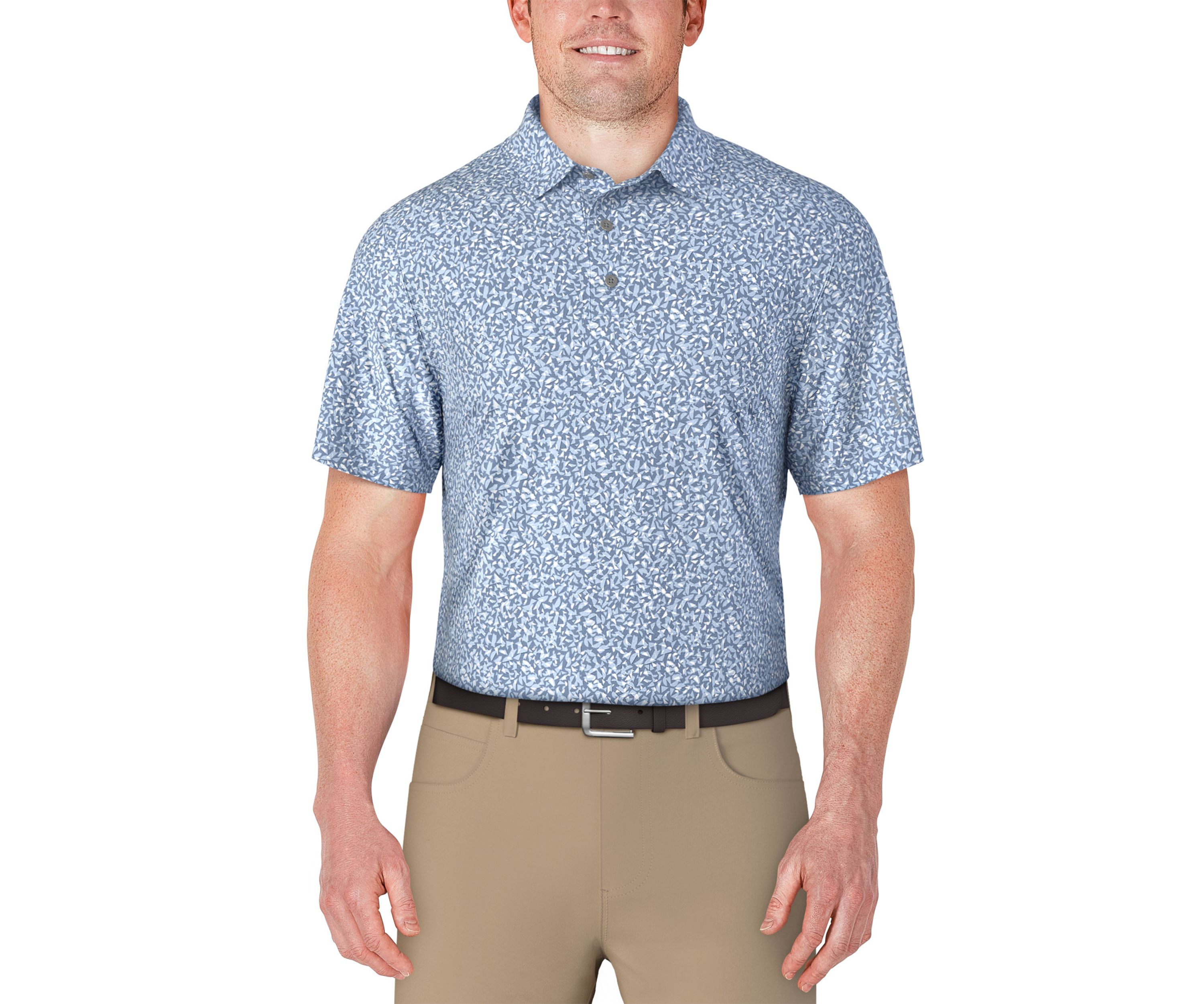Mens Abstract Golf Flag Print Short Sleeve Golf Polo Shirt