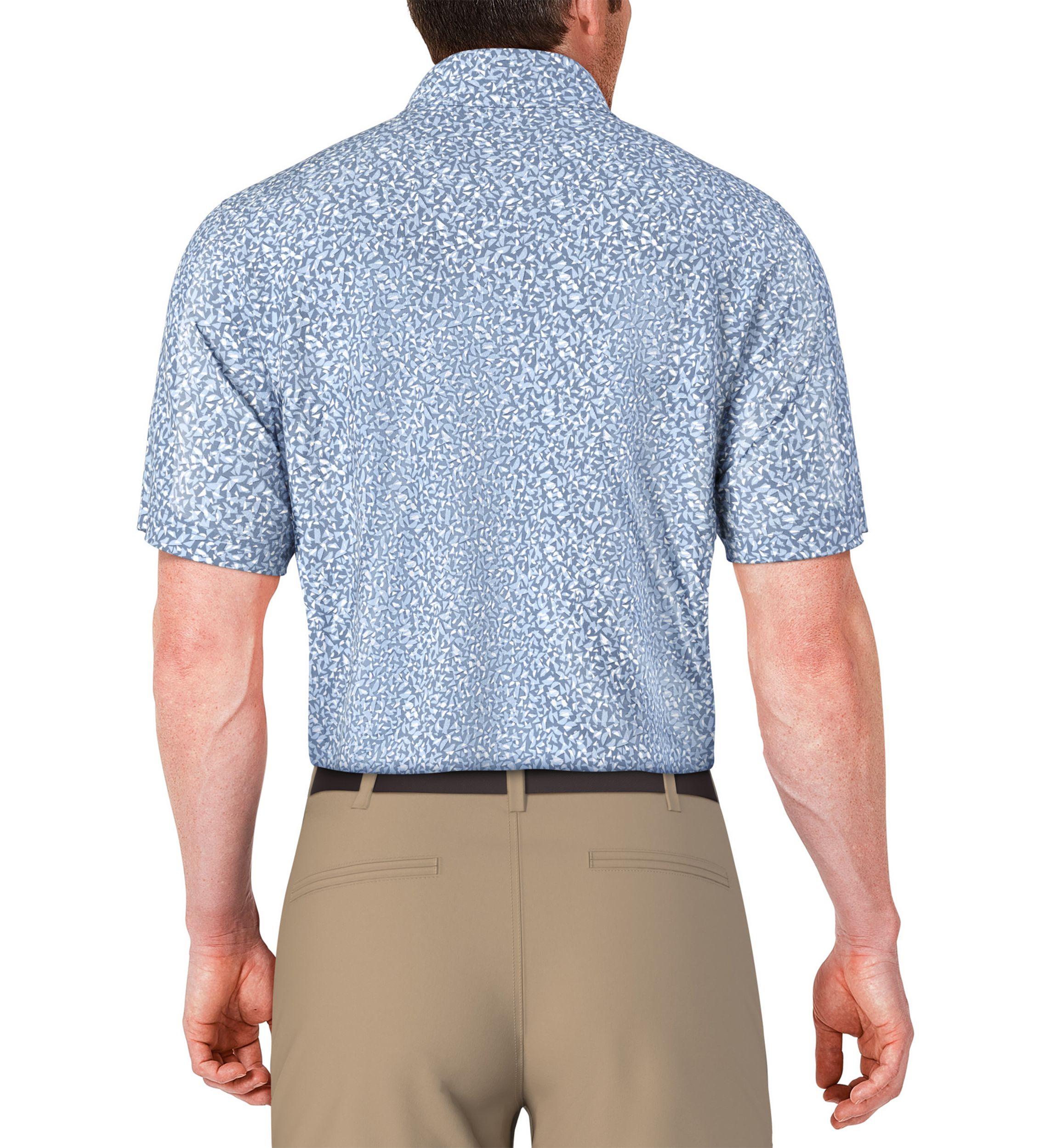 Mens Abstract Golf Flag Print Short Sleeve Golf Polo Shirt