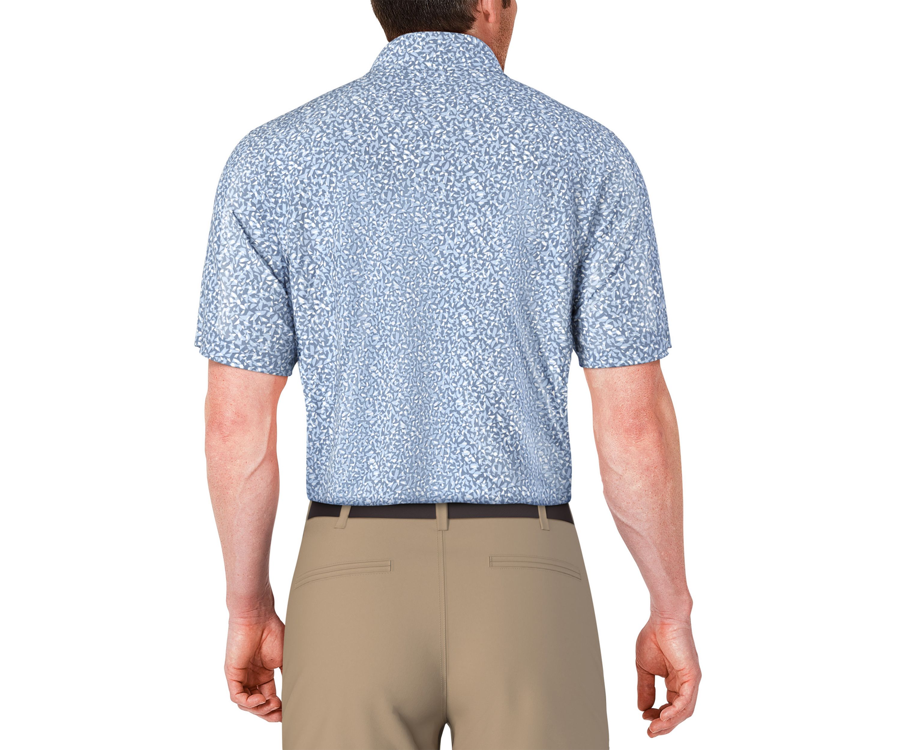 Mens Abstract Golf Flag Print Short Sleeve Golf Polo Shirt