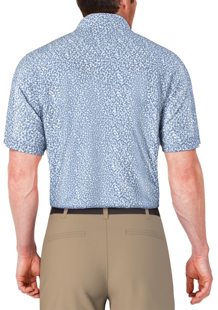 Mens Abstract Golf Flag Print Short Sleeve Golf Polo Shirt