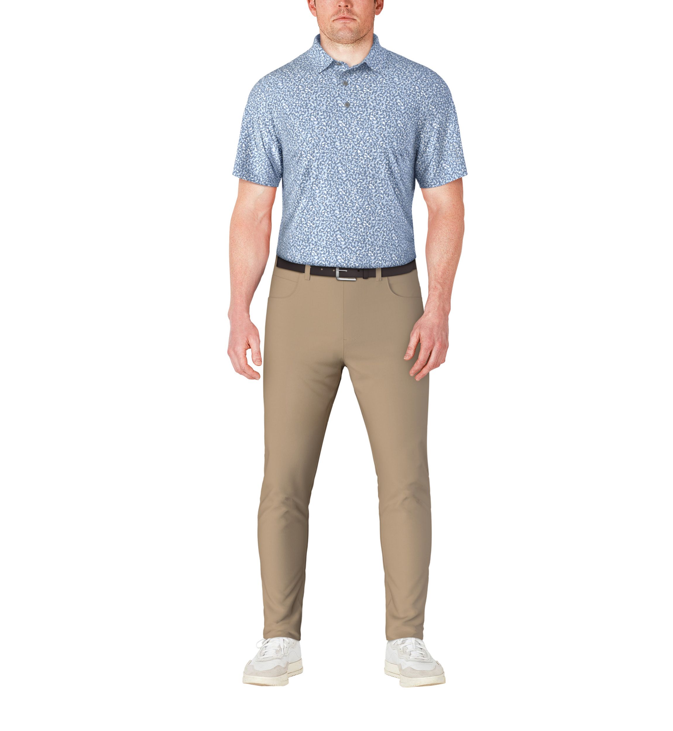 Mens Abstract Golf Flag Print Short Sleeve Golf Polo Shirt
