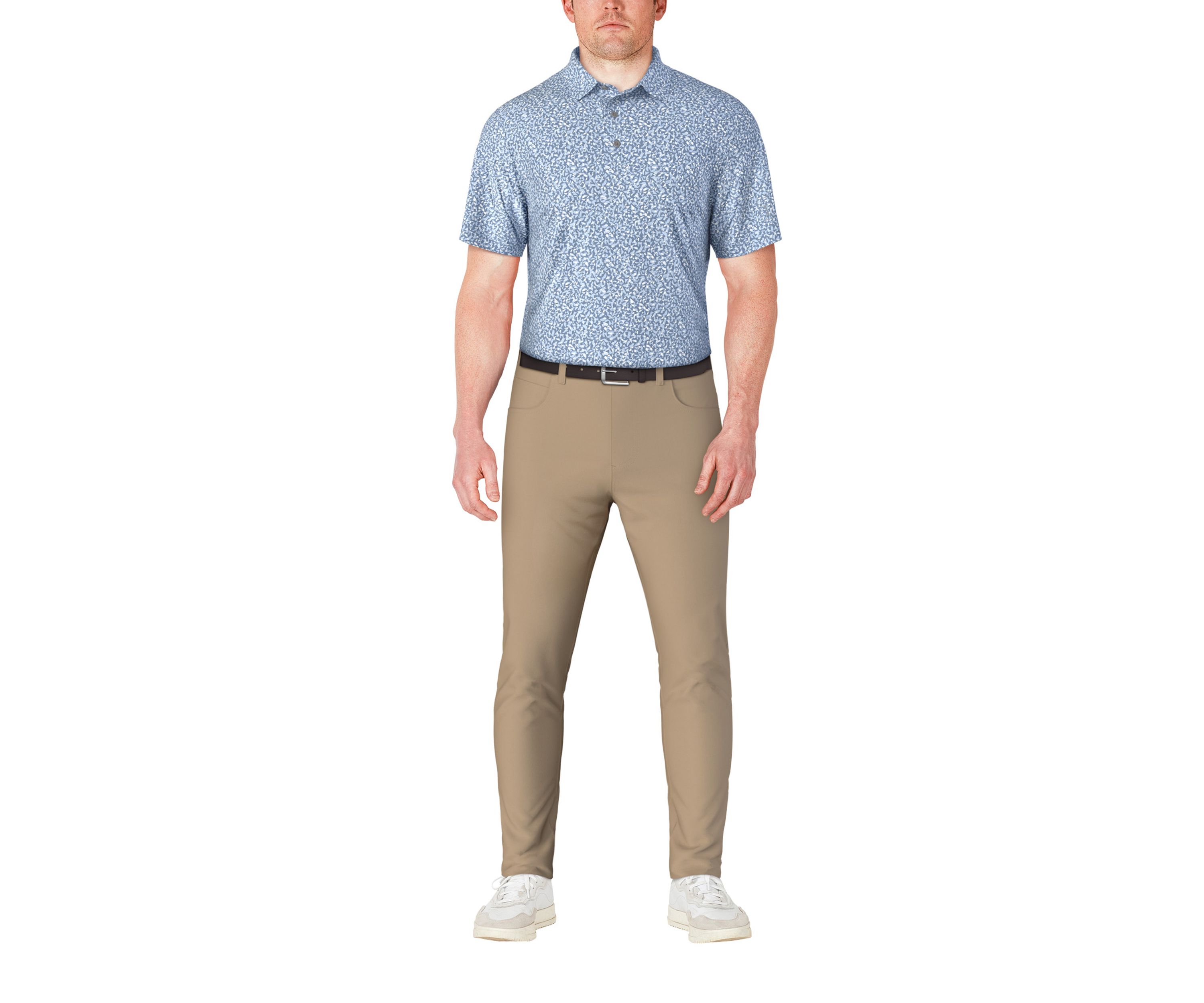 Mens Abstract Golf Flag Print Short Sleeve Golf Polo Shirt