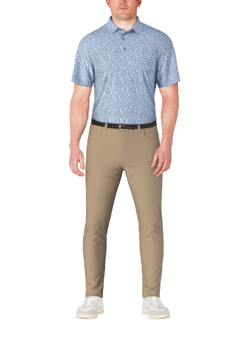 Mens Abstract Golf Flag Print Short Sleeve Golf Polo Shirt