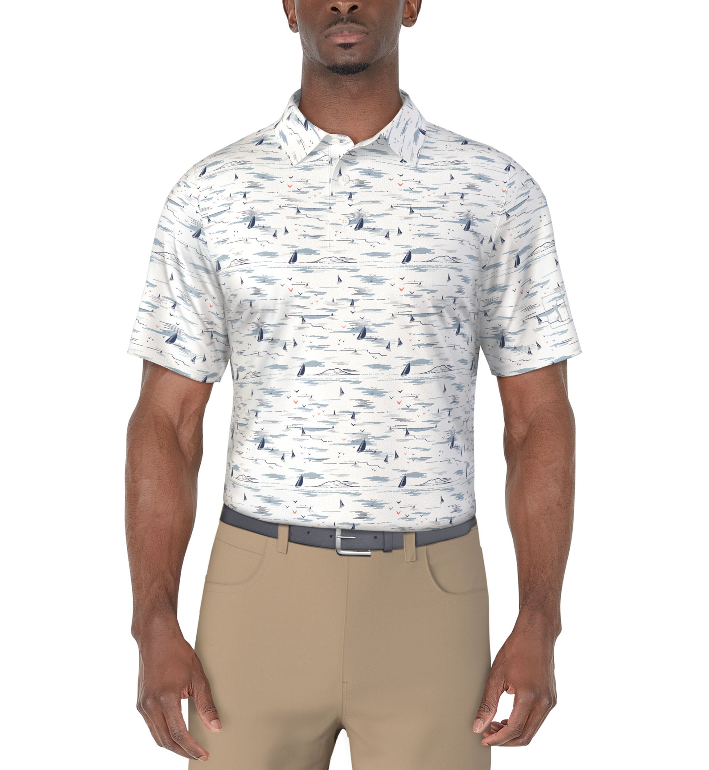 Mens Nautical Print Golf Polo Shirt