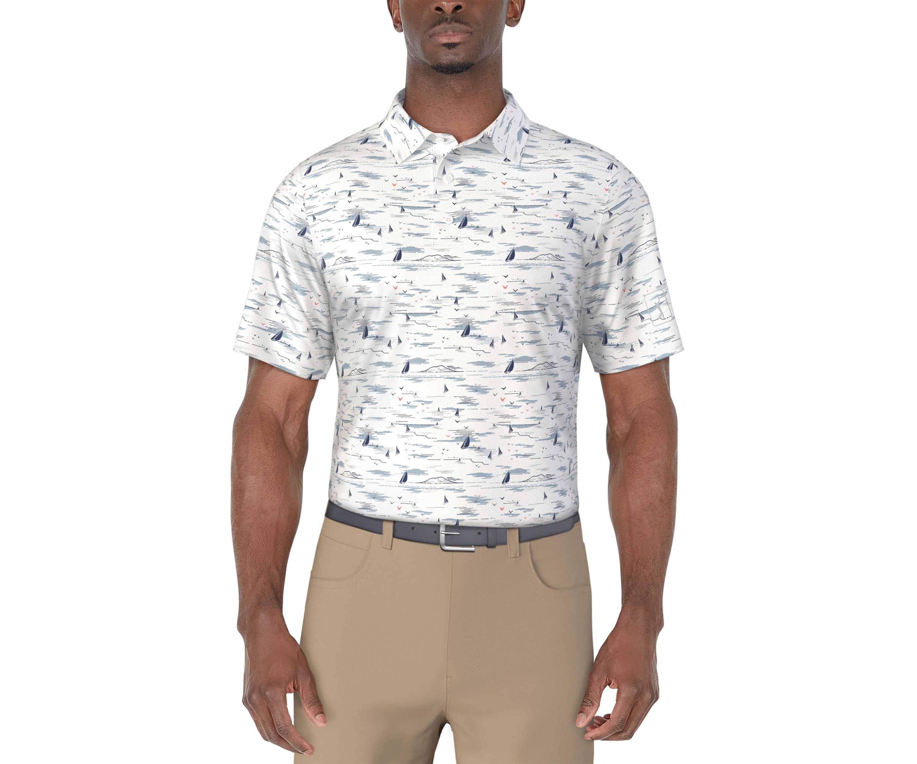 Mens Nautical Print Golf Polo Shirt