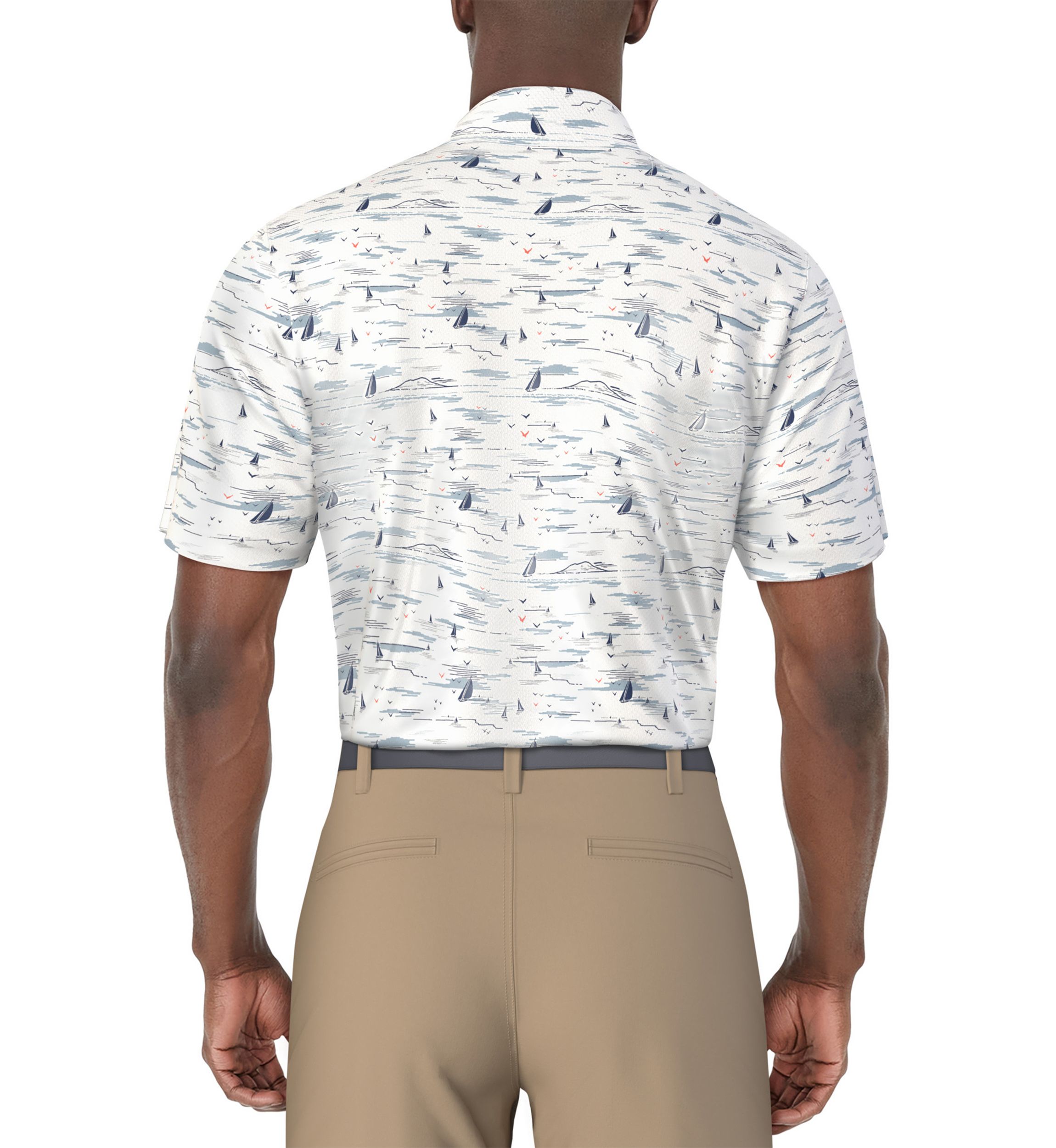 Mens Nautical Print Golf Polo Shirt
