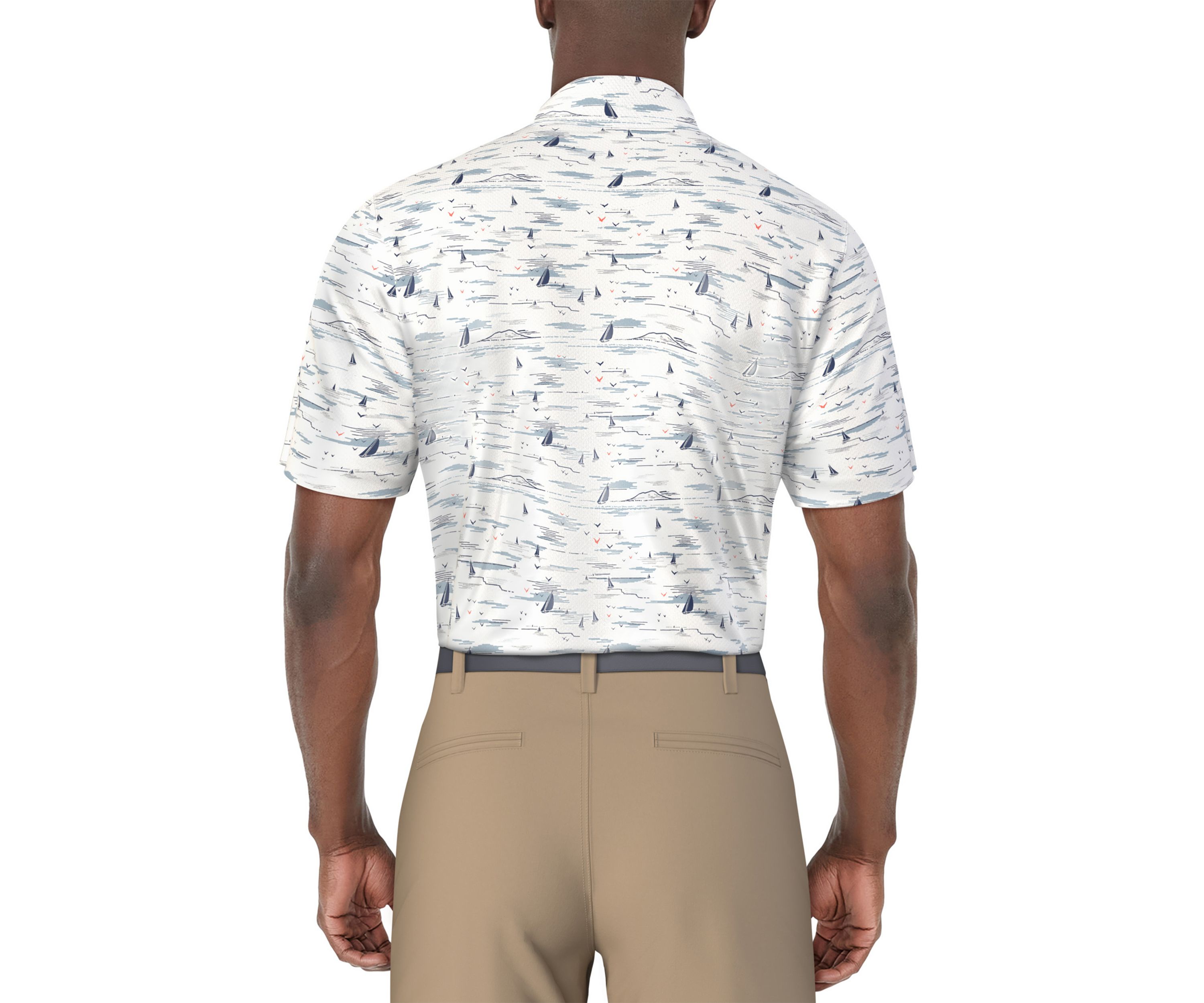 Mens Nautical Print Golf Polo Shirt