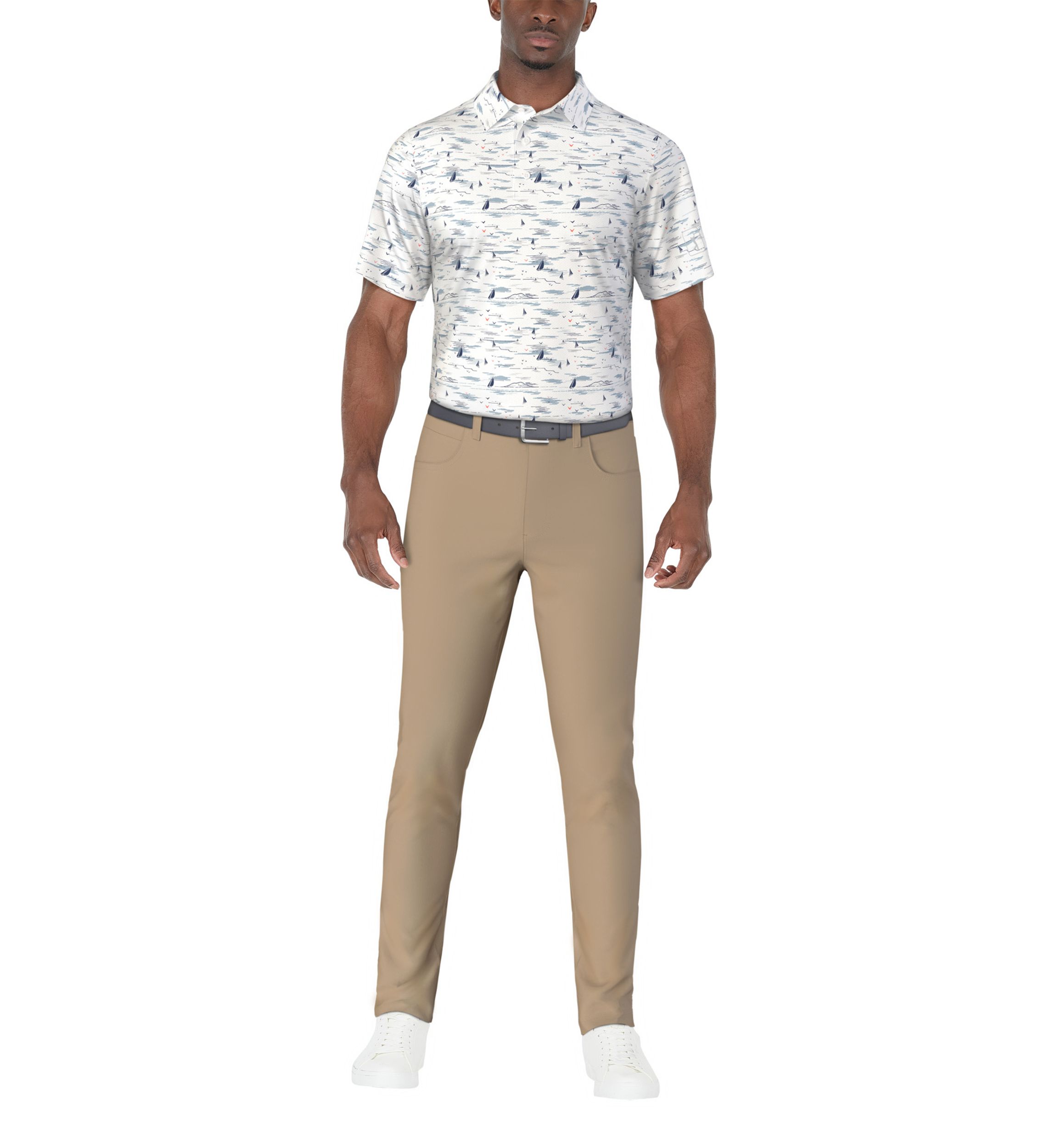 Mens Nautical Print Golf Polo Shirt