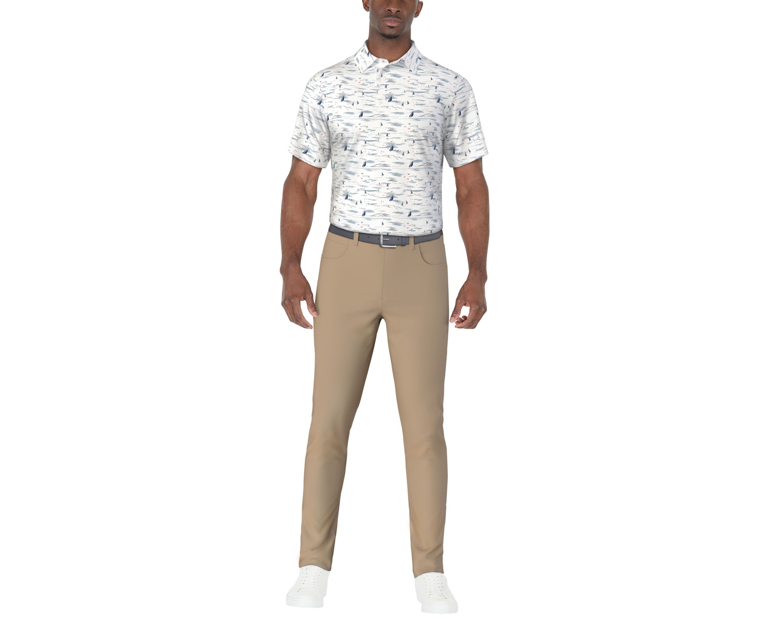 Mens Nautical Print Golf Polo Shirt