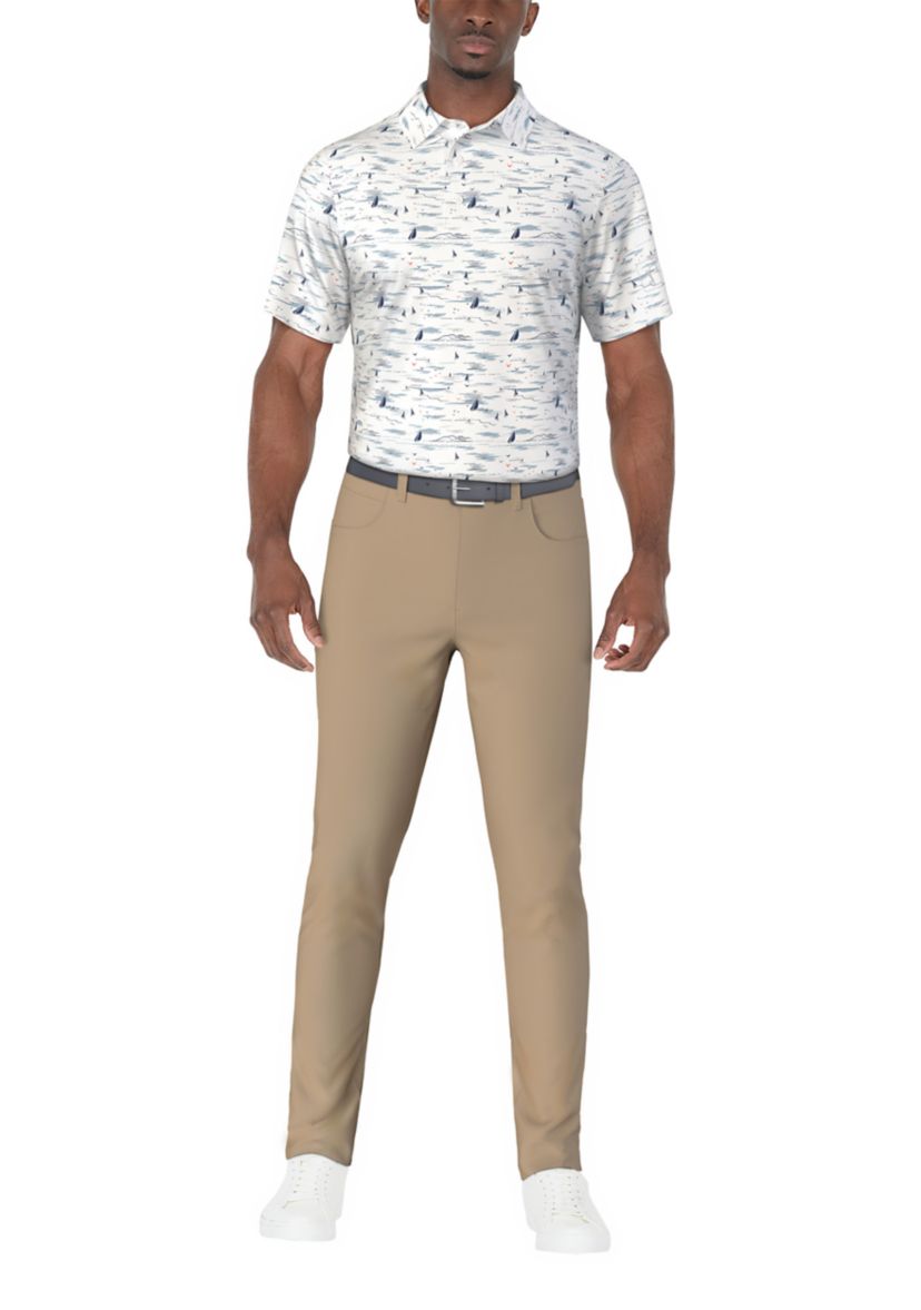 Mens Nautical Print Golf Polo Shirt