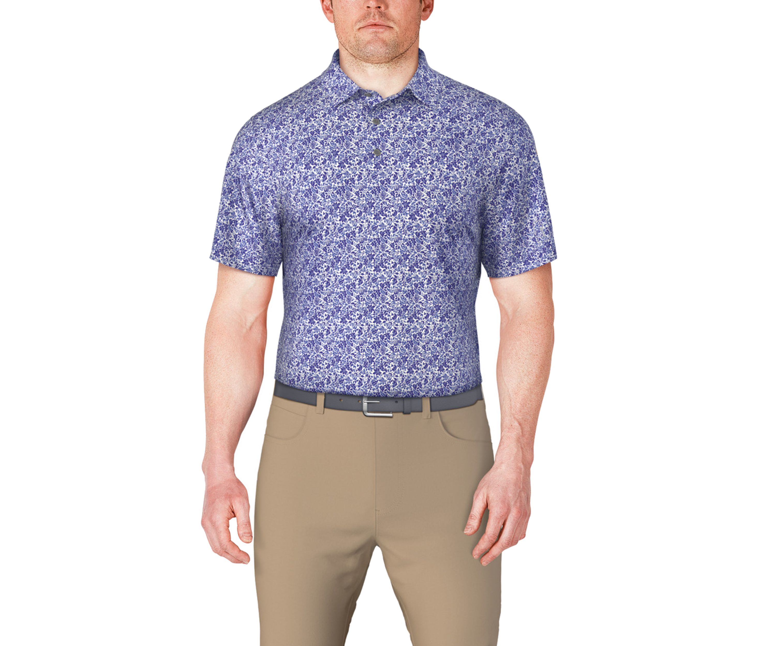 Mens Botanical Print Short Sleeve Golf Polo Shirt