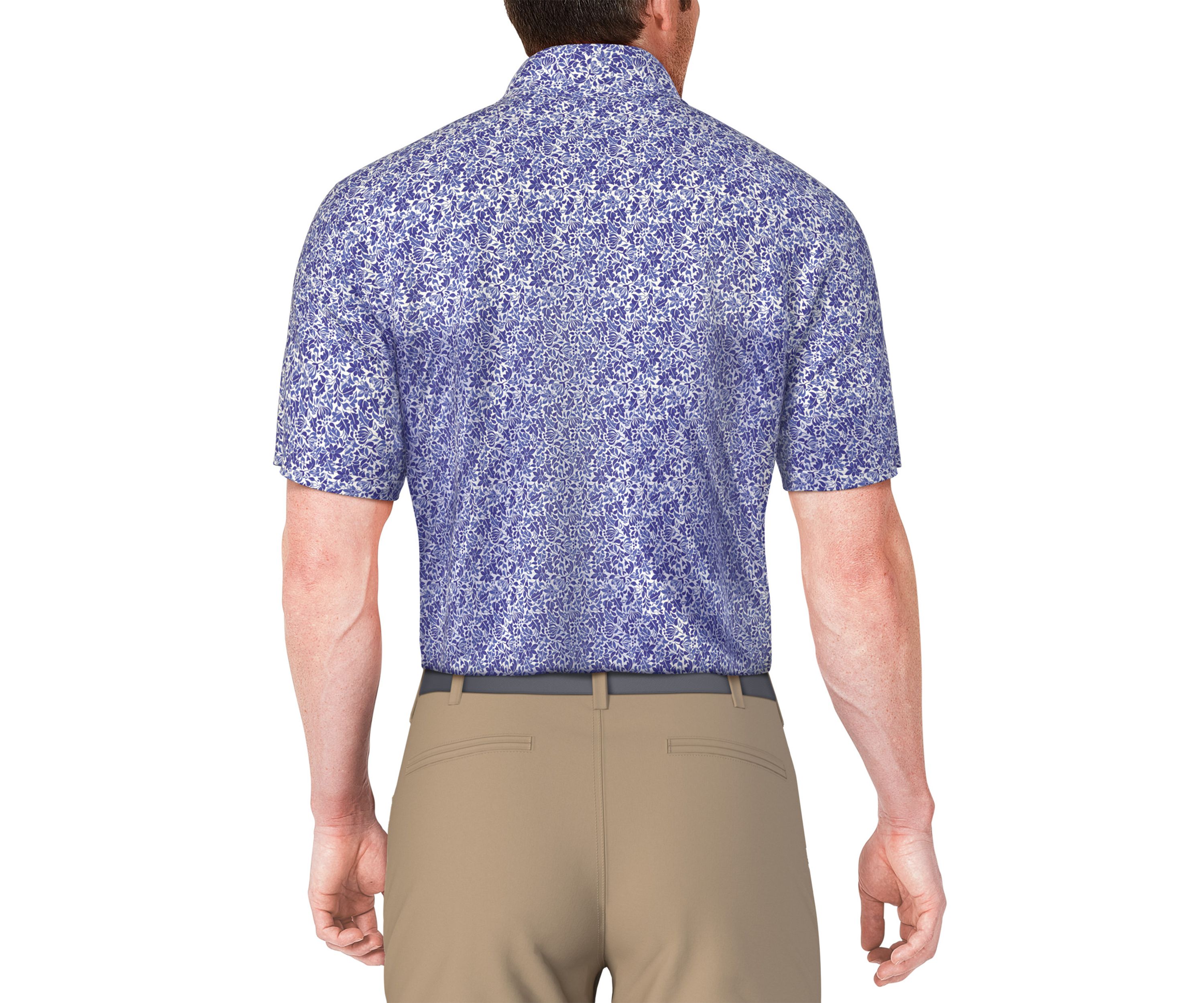 Mens Botanical Print Short Sleeve Golf Polo Shirt