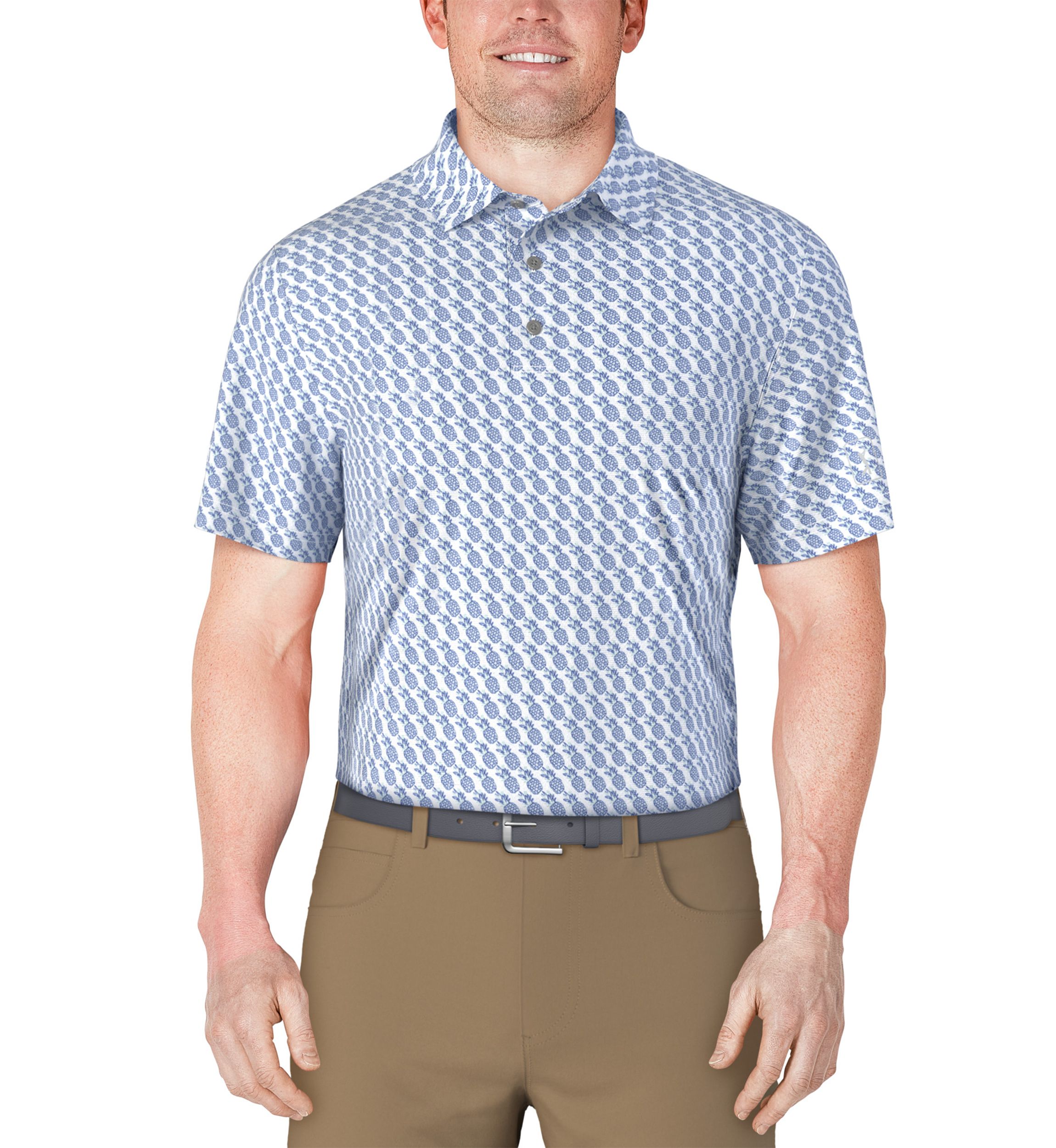 Mens Pineapple Print Short Sleeve Golf Polo Shirt