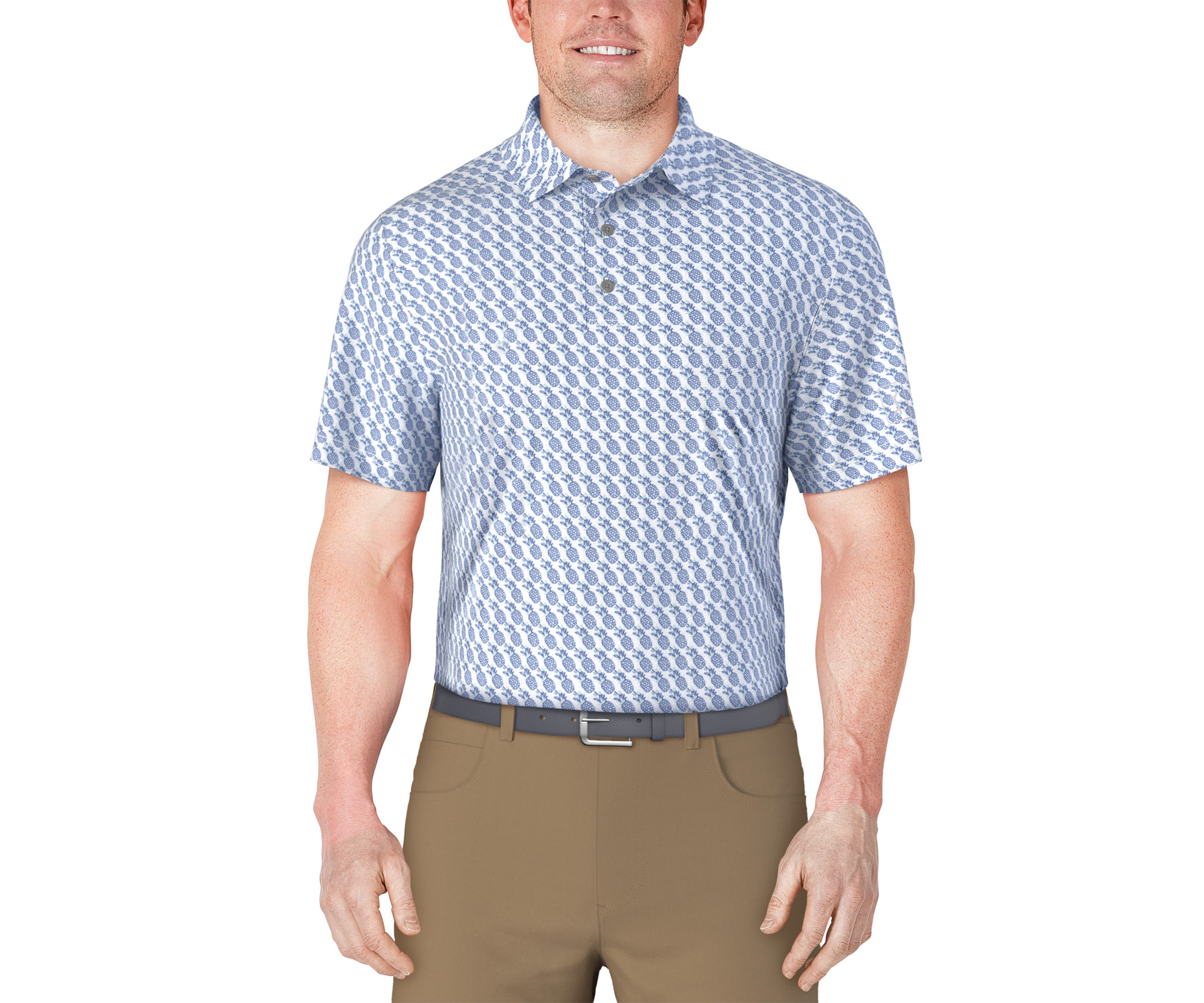 Mens Pineapple Print Short Sleeve Golf Polo Shirt