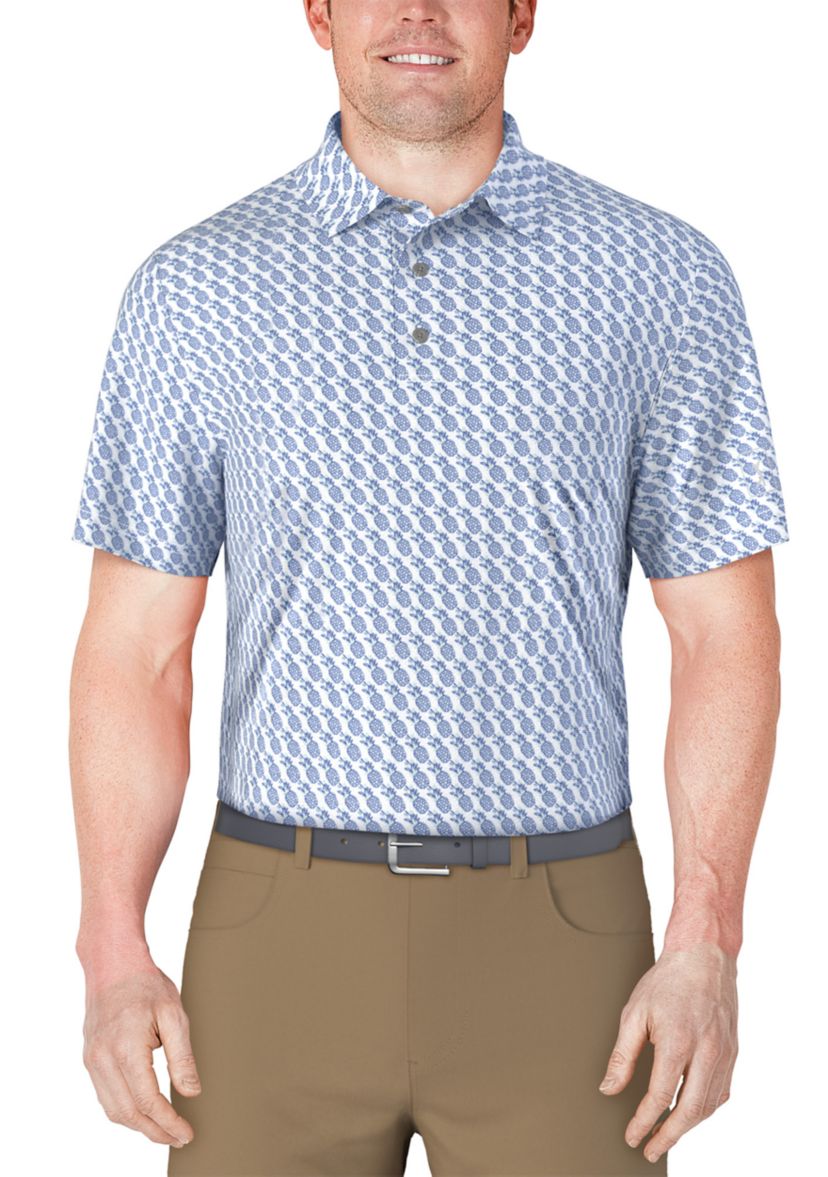 Mens Pineapple Print Short Sleeve Golf Polo Shirt