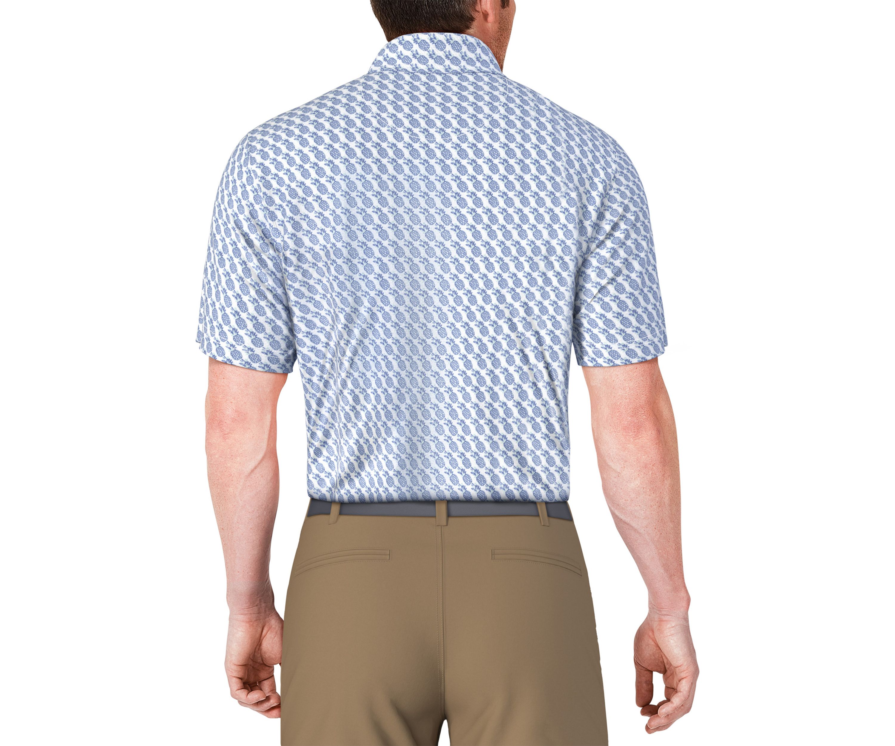 Mens Pineapple Print Short Sleeve Golf Polo Shirt