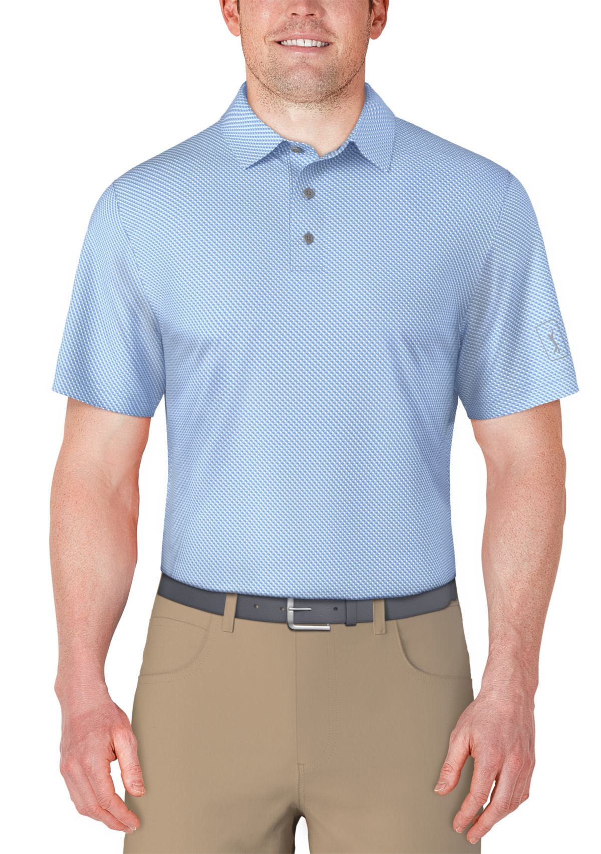 Mens Short Sleeve Geometric Printed Golf Polo Shirt