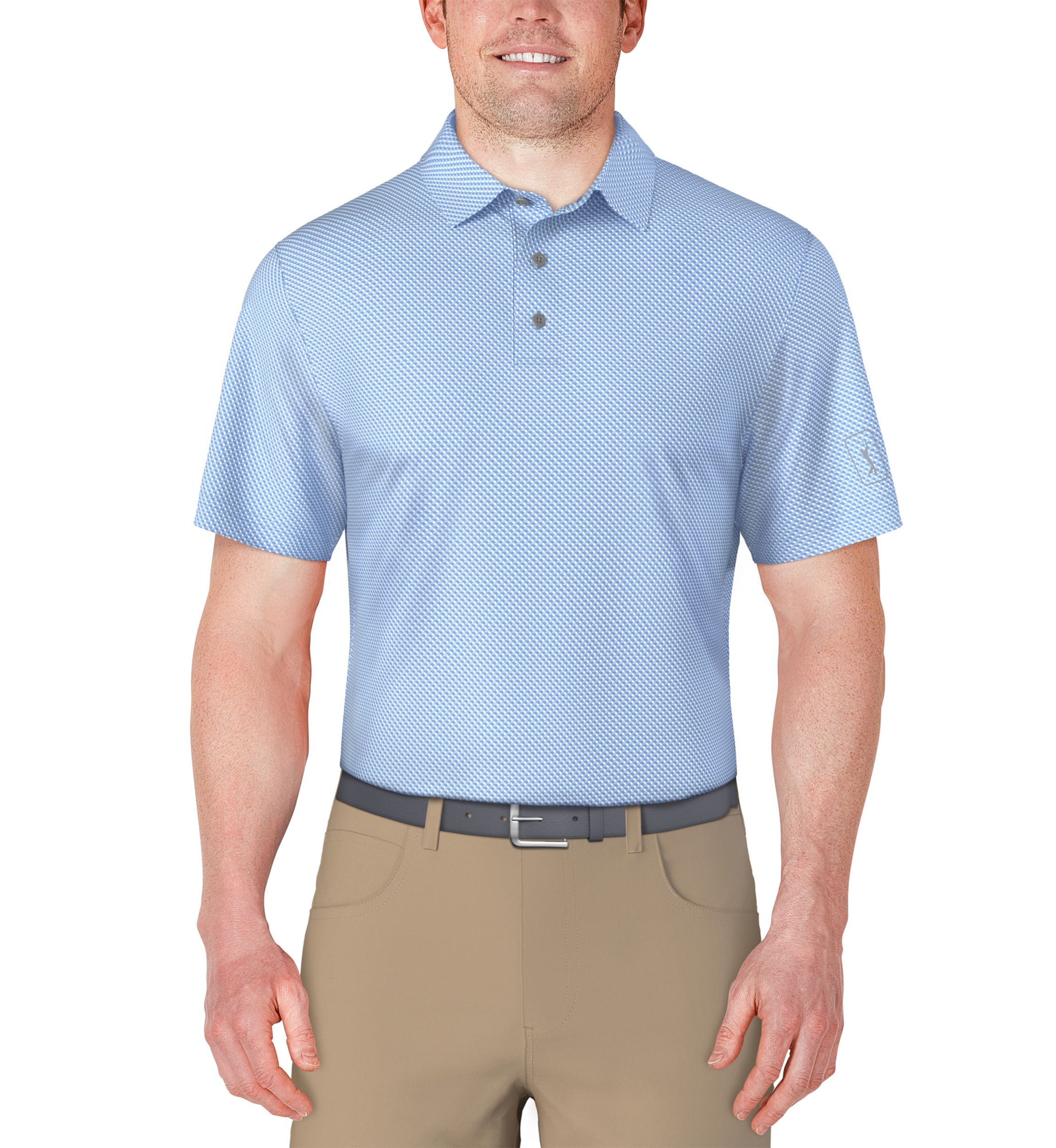 Mens Short Sleeve Geometric Printed Golf Polo Shirt