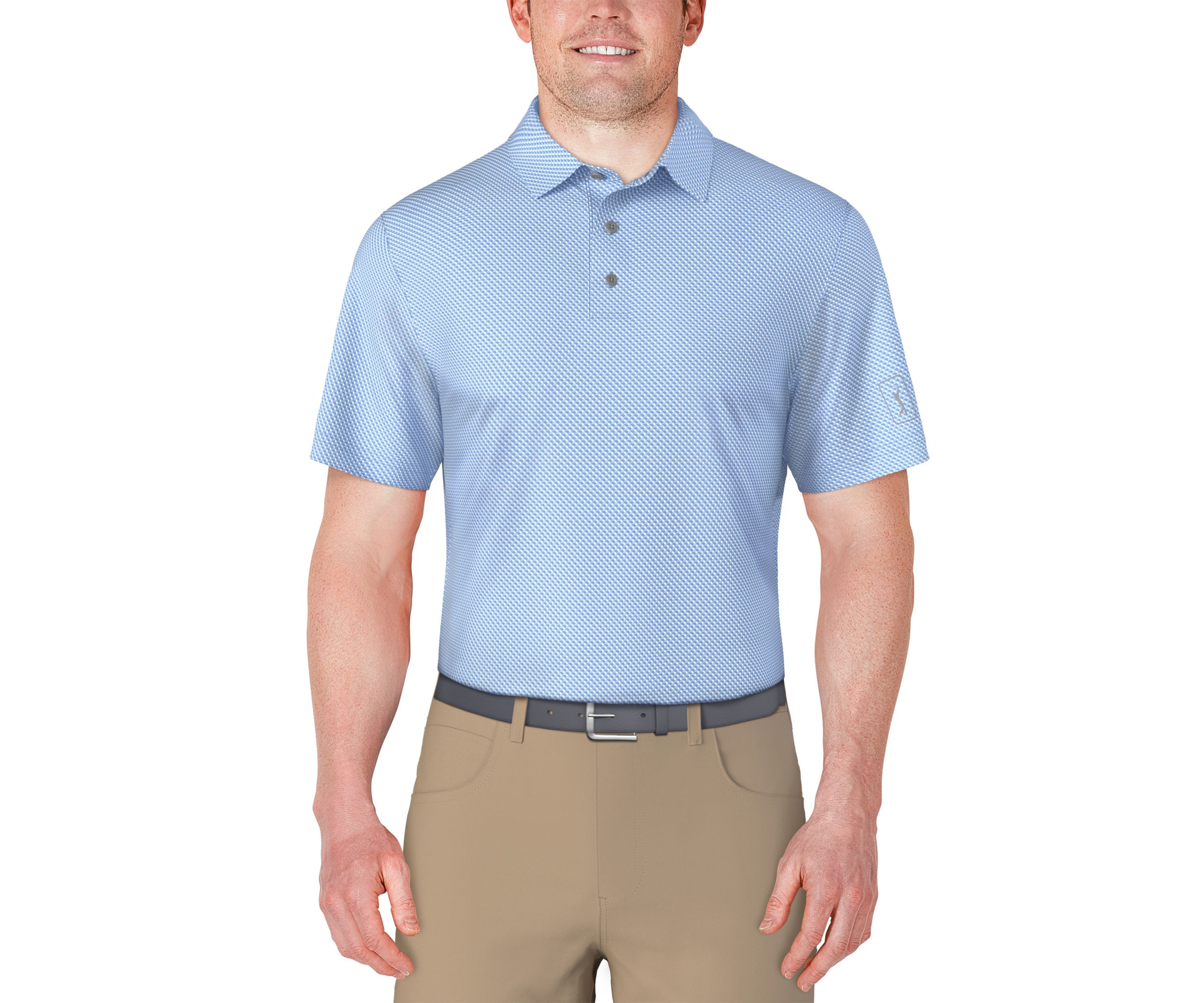 Mens Short Sleeve Geometric Printed Golf Polo Shirt