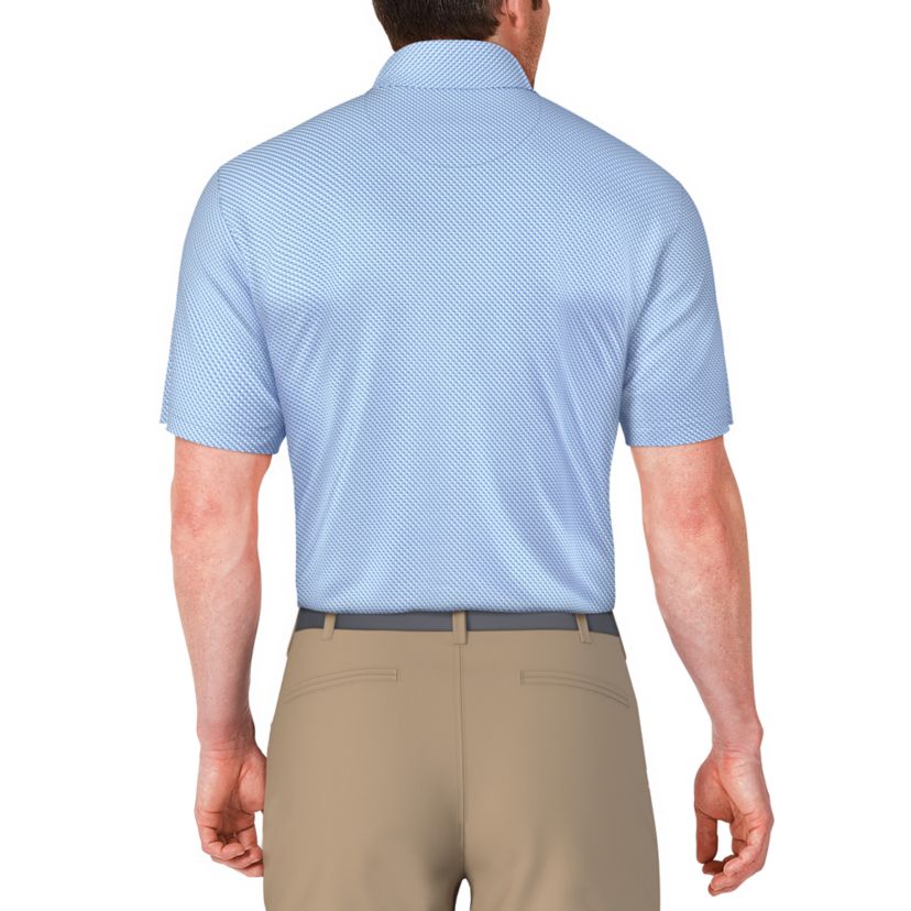 Mens Short Sleeve Geometric Printed Golf Polo Shirt