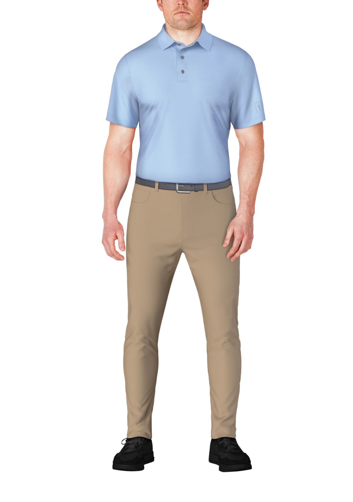 Mens Short Sleeve Geometric Printed Golf Polo Shirt